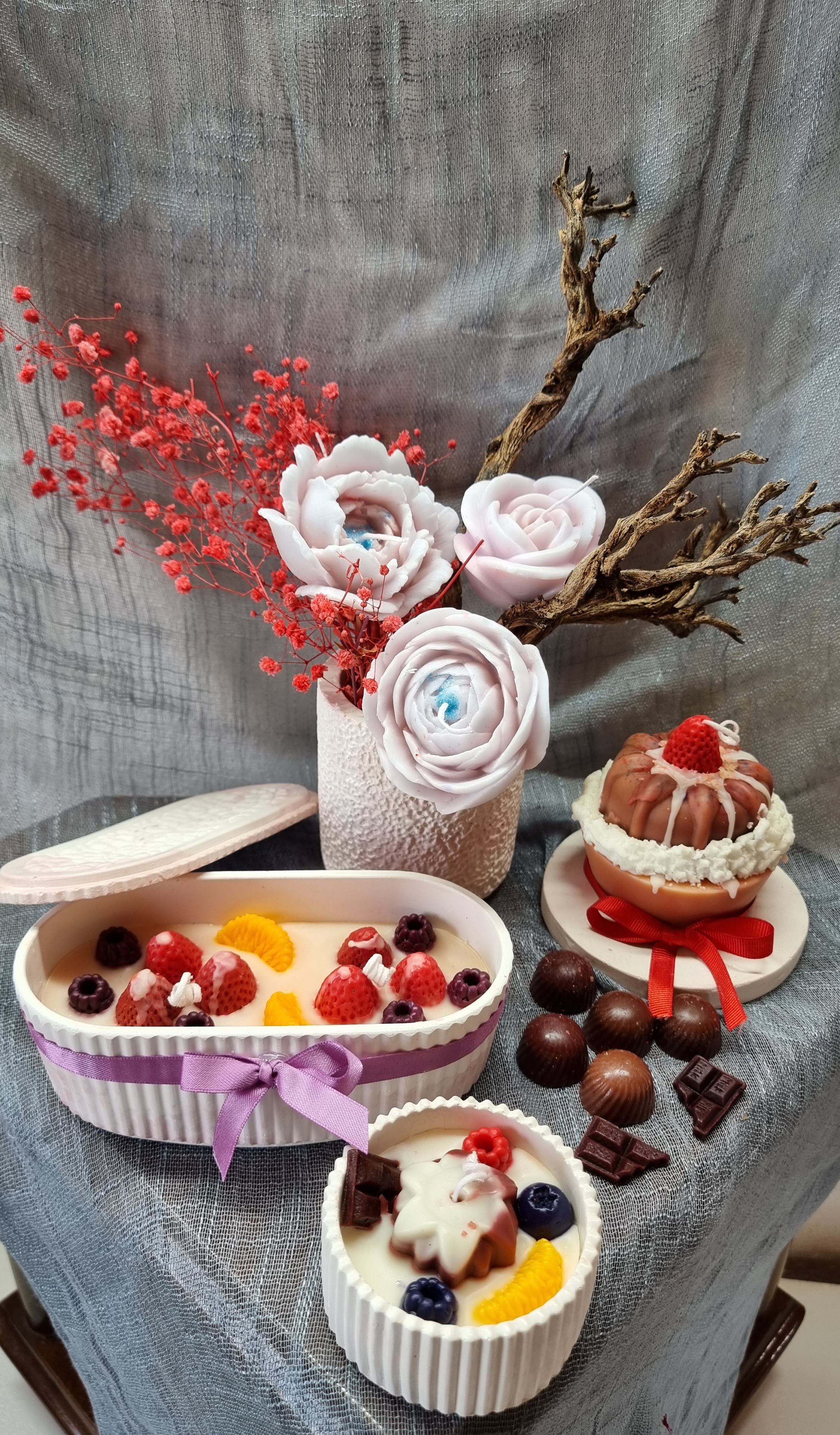 Oval fruit pie (fruit scented, big-size oval candle)