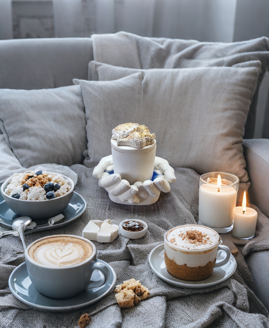 Hands Holding Candle (mora-mora scent) 