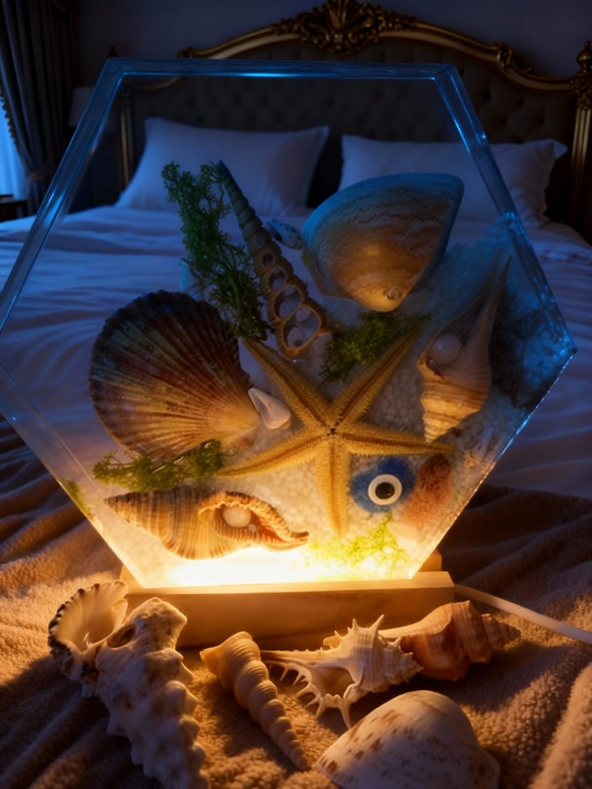 Table-top lamp made from epoxy resin