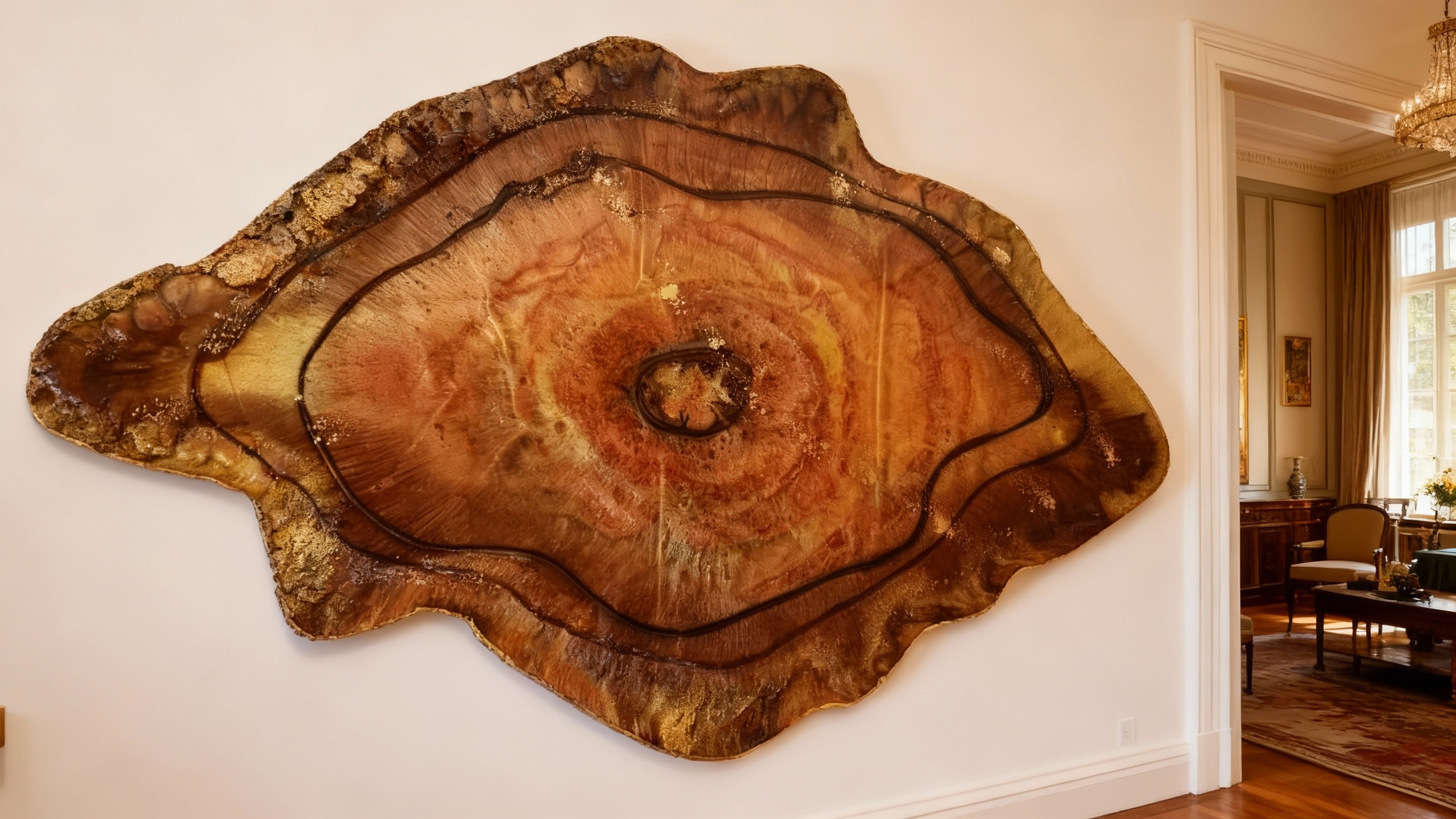 Epoxy-resin painting in amber colour