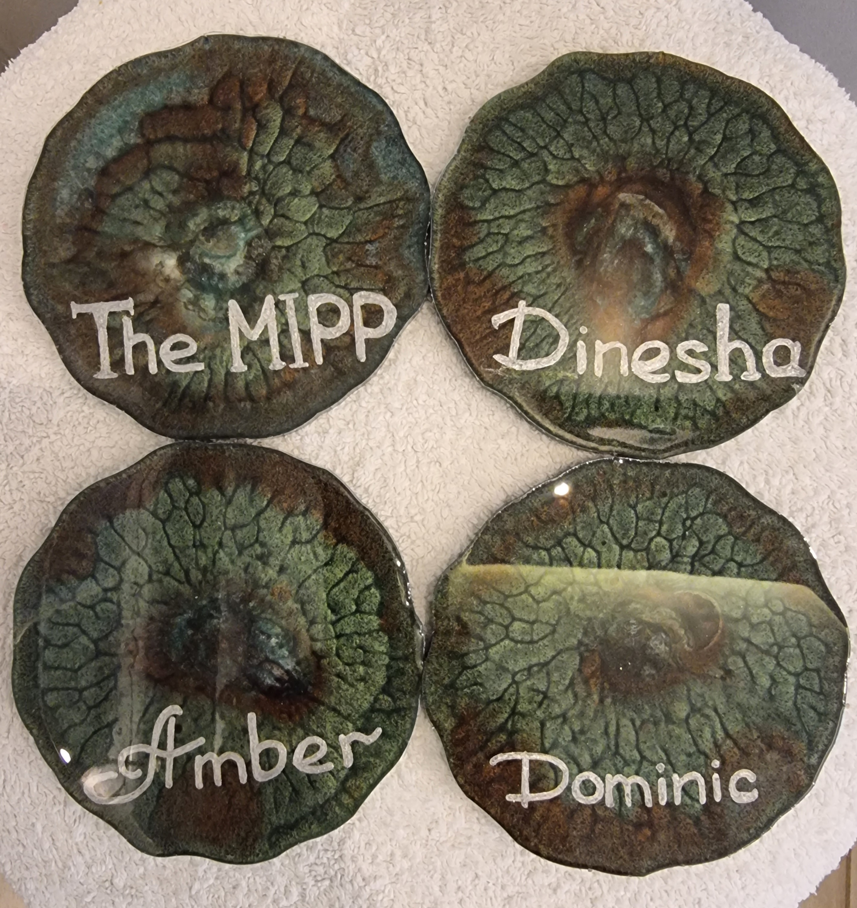 Epoxy coasters personalised (with names)