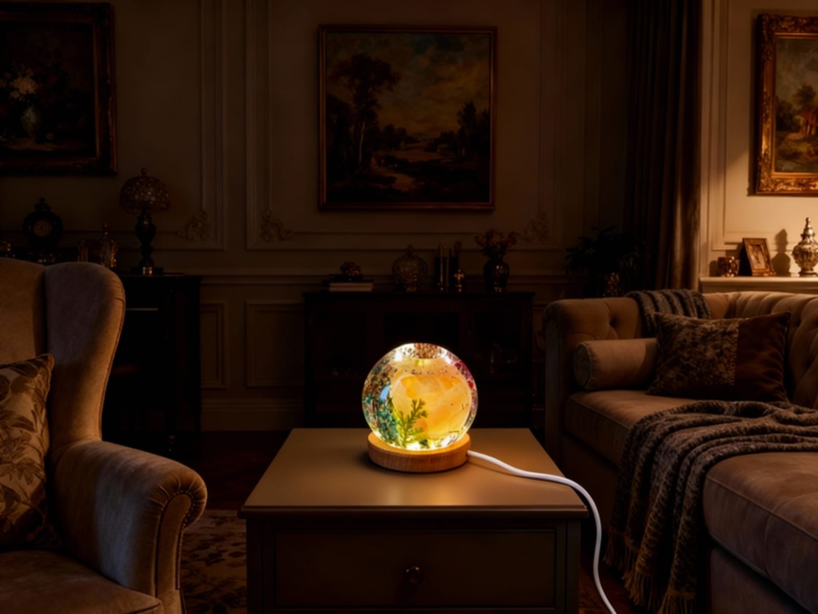 Epoxy-resin table-top lamp