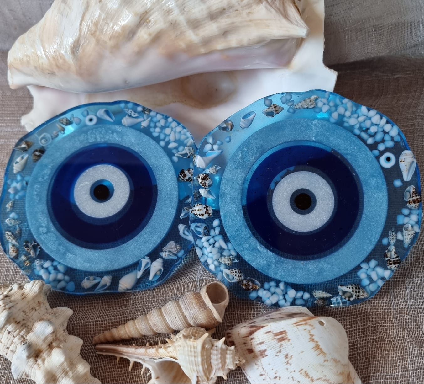 "Big Turkish Eye" epoxy-resin coasters 