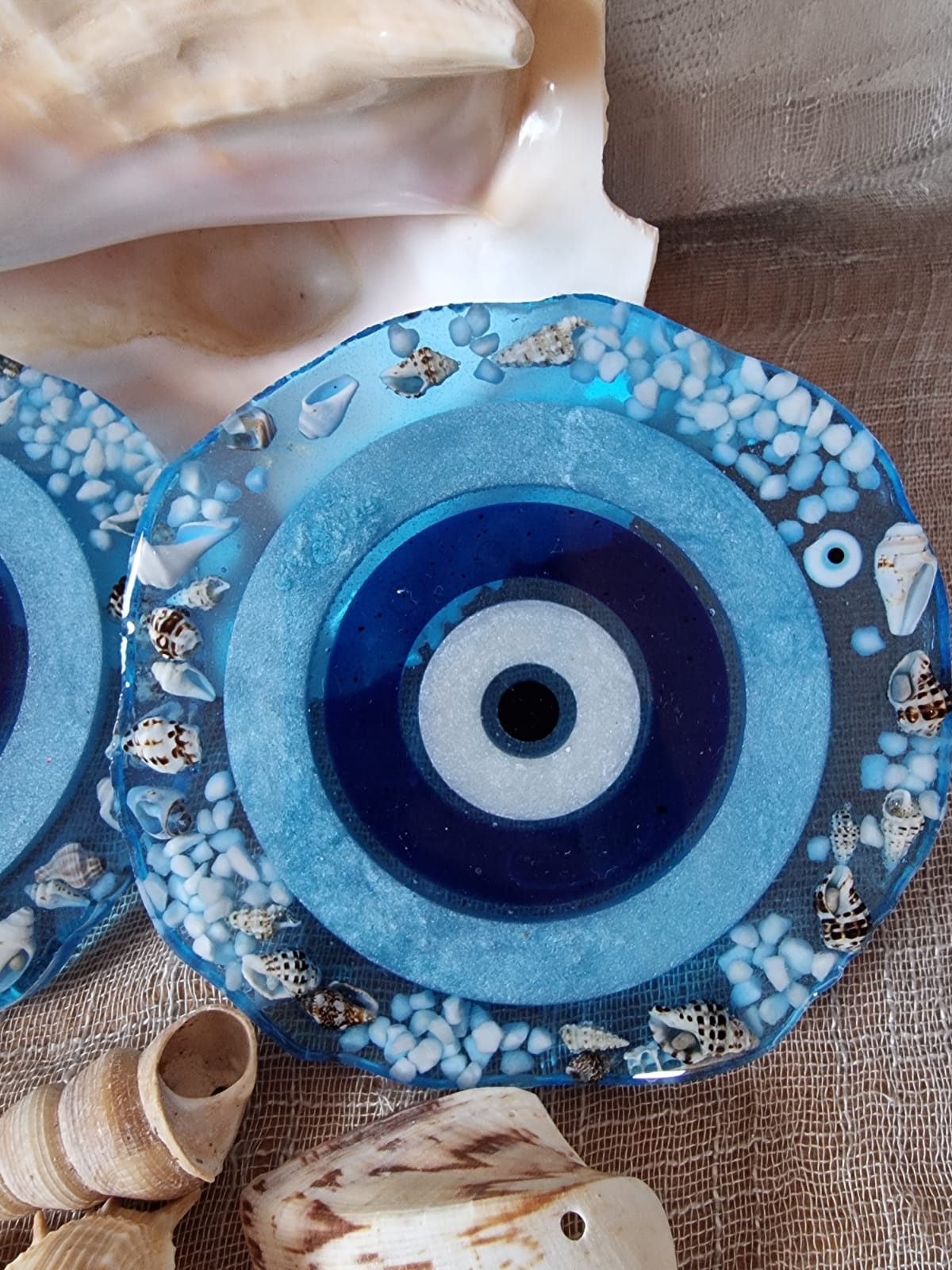 "Big Turkish Eye" epoxy-resin coasters 