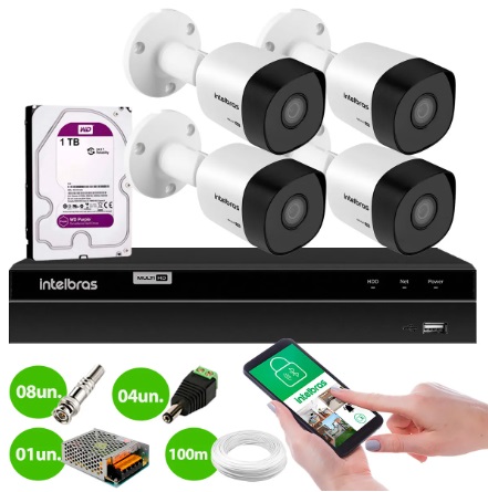 kit 4 câmeras, instalado