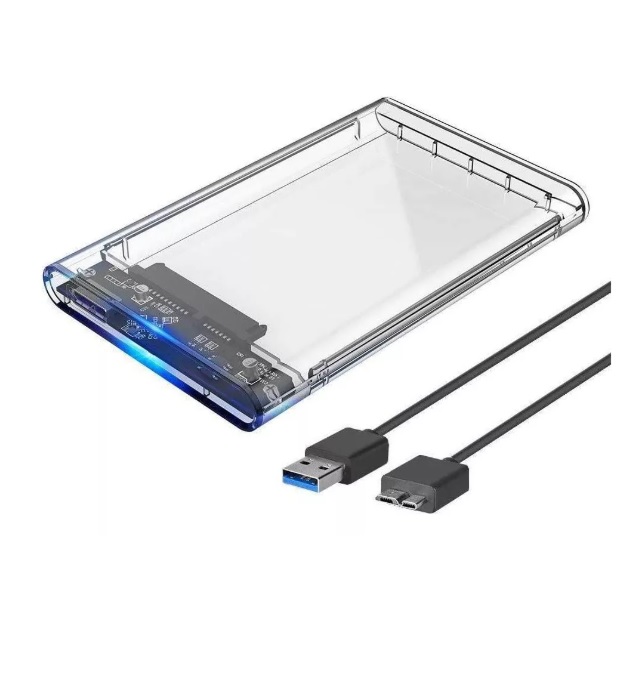 Caixa de Disco Rígido Externa Transparente
