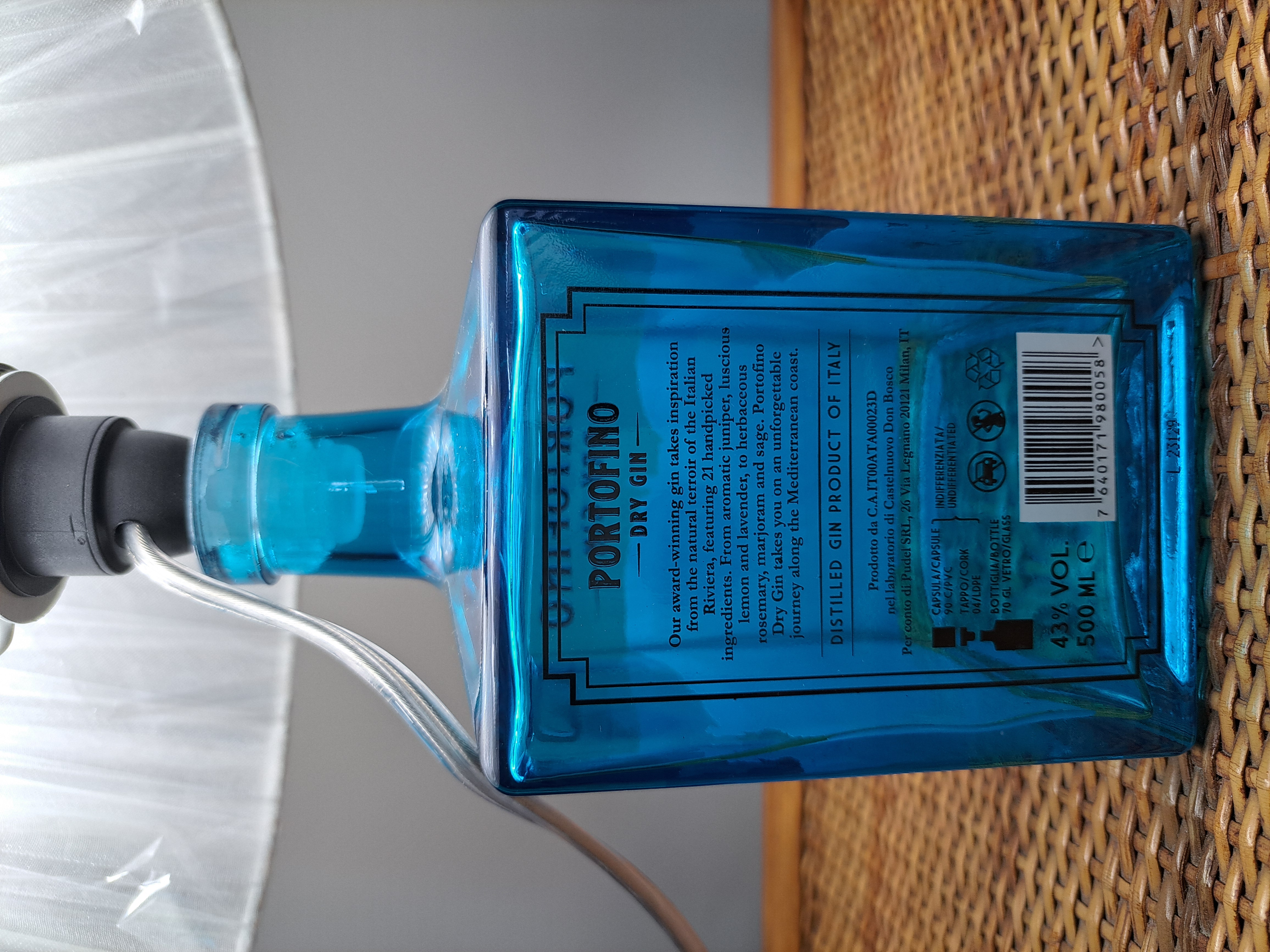 Lampada Bottiglia Gin Portofino