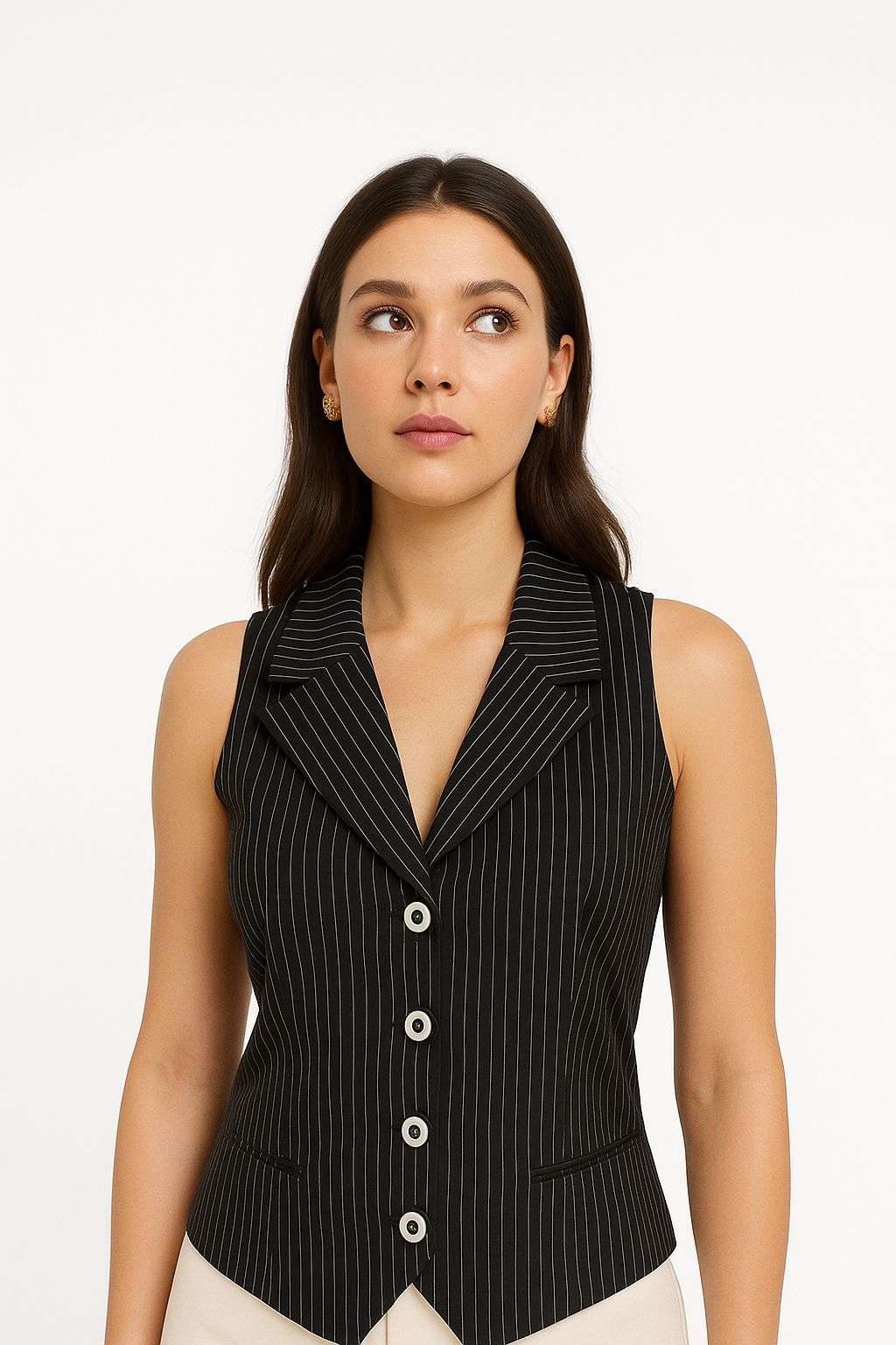 The Noire Luxe Pinstripe Vest – Power Refined