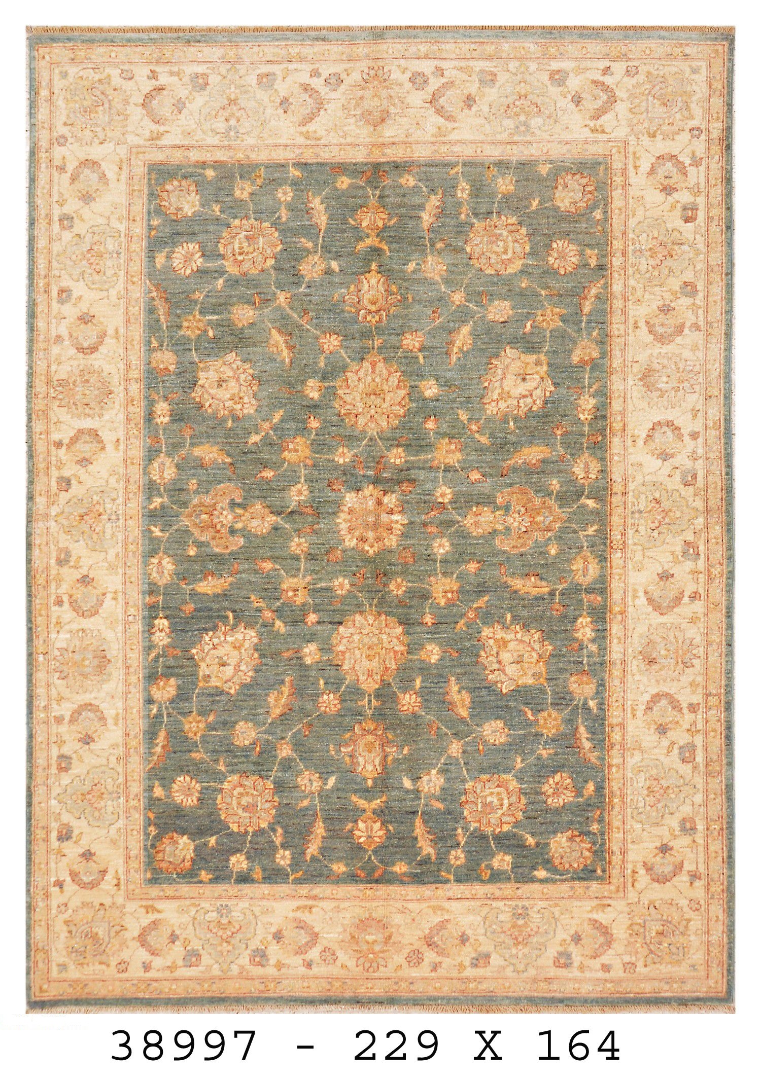 Dark Green and Gold Ziegler - 7' 5 × 5' 4 