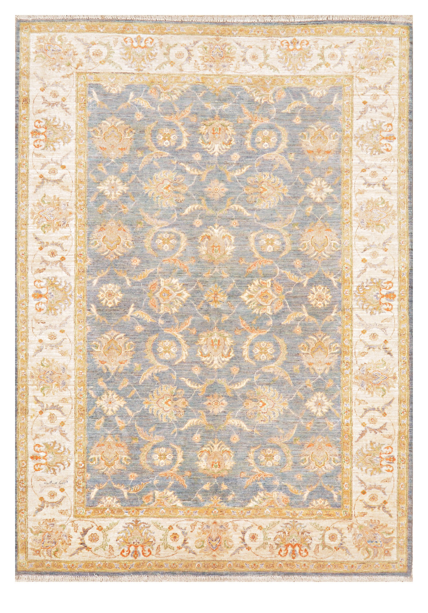 Light Blue and Golden Ziegler 6.5' x 10'