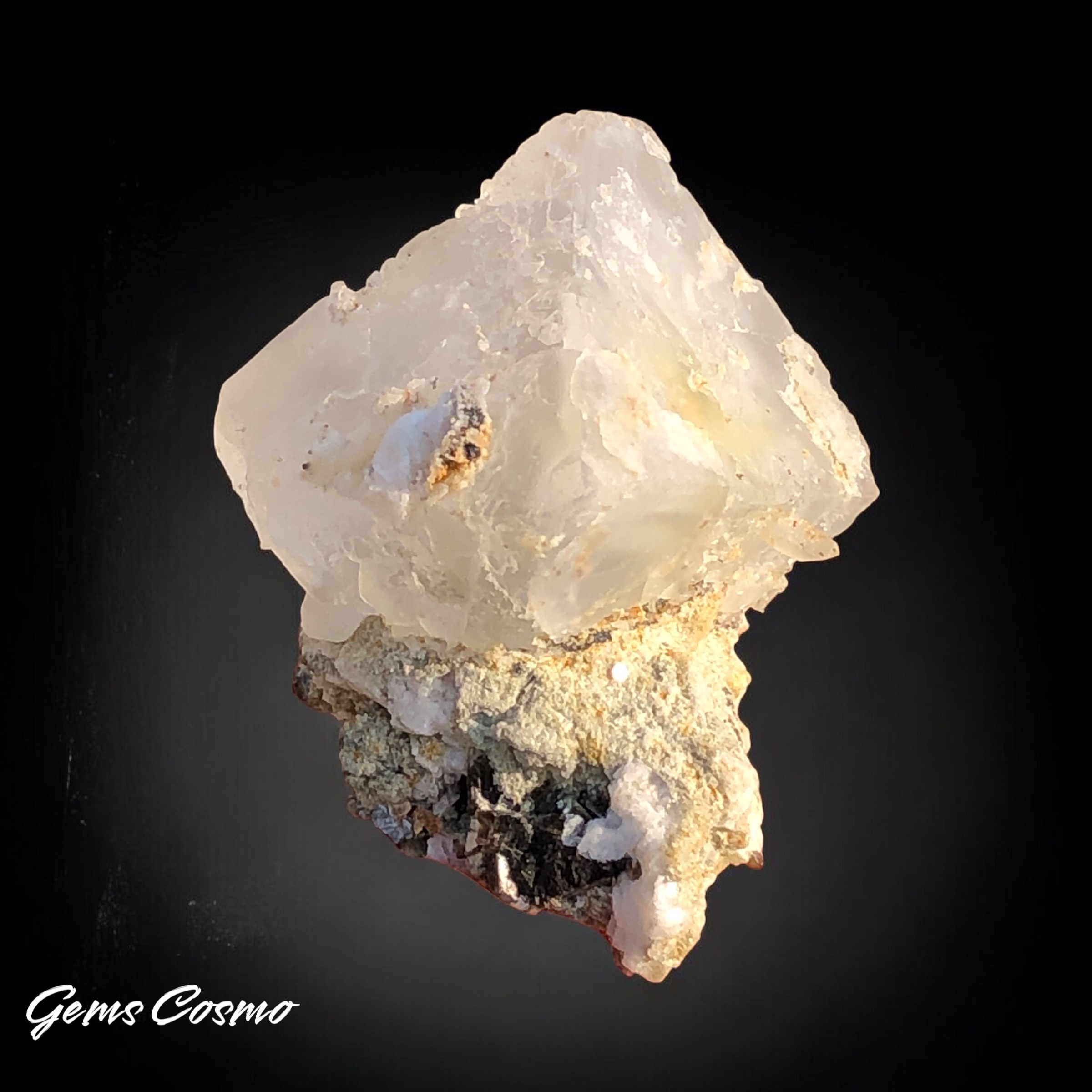 57 Gram White Cubic Fluorite Crystal With Matrix.