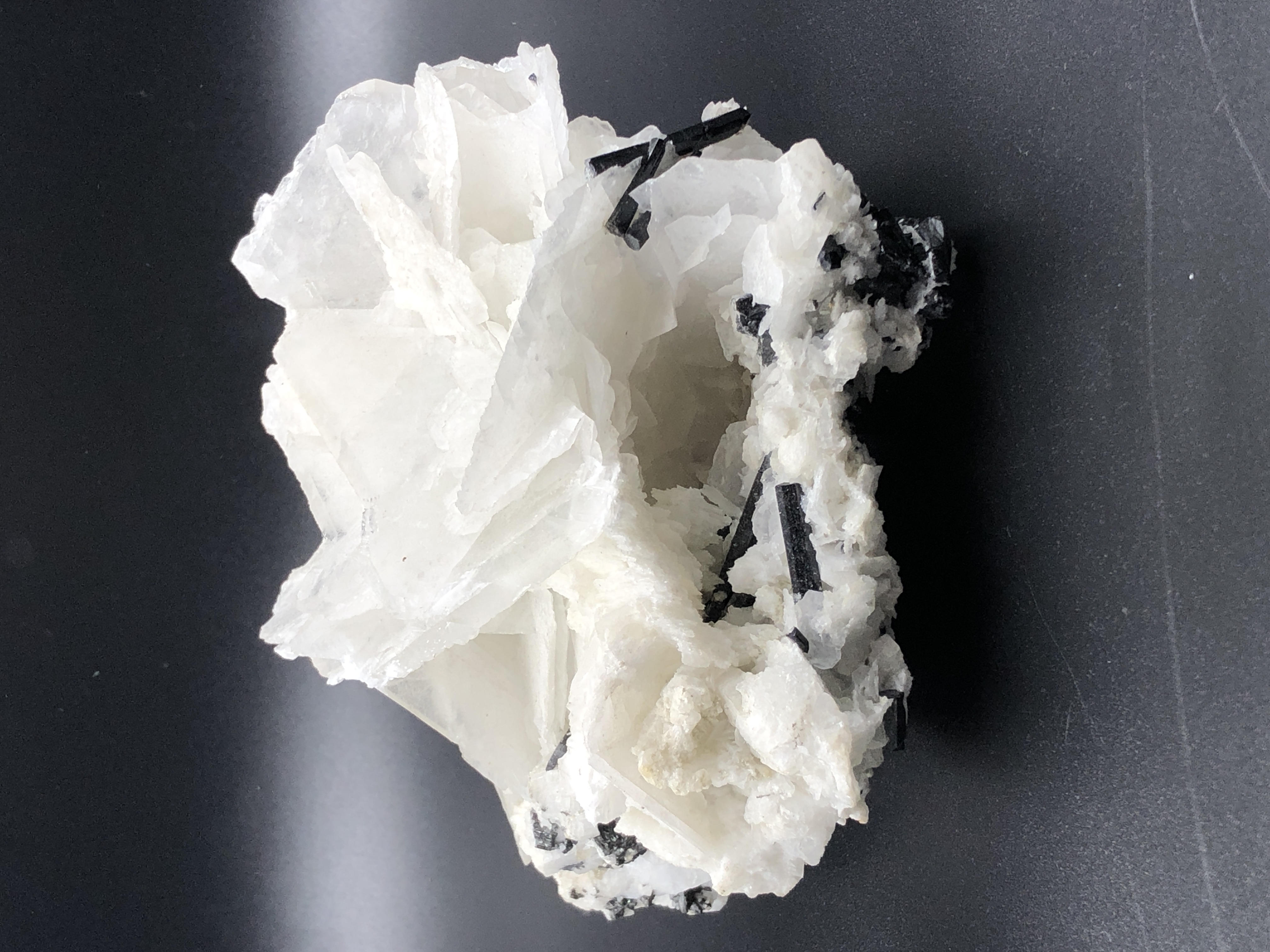 Natural Flower Shape Calcite in Association With Schorl.