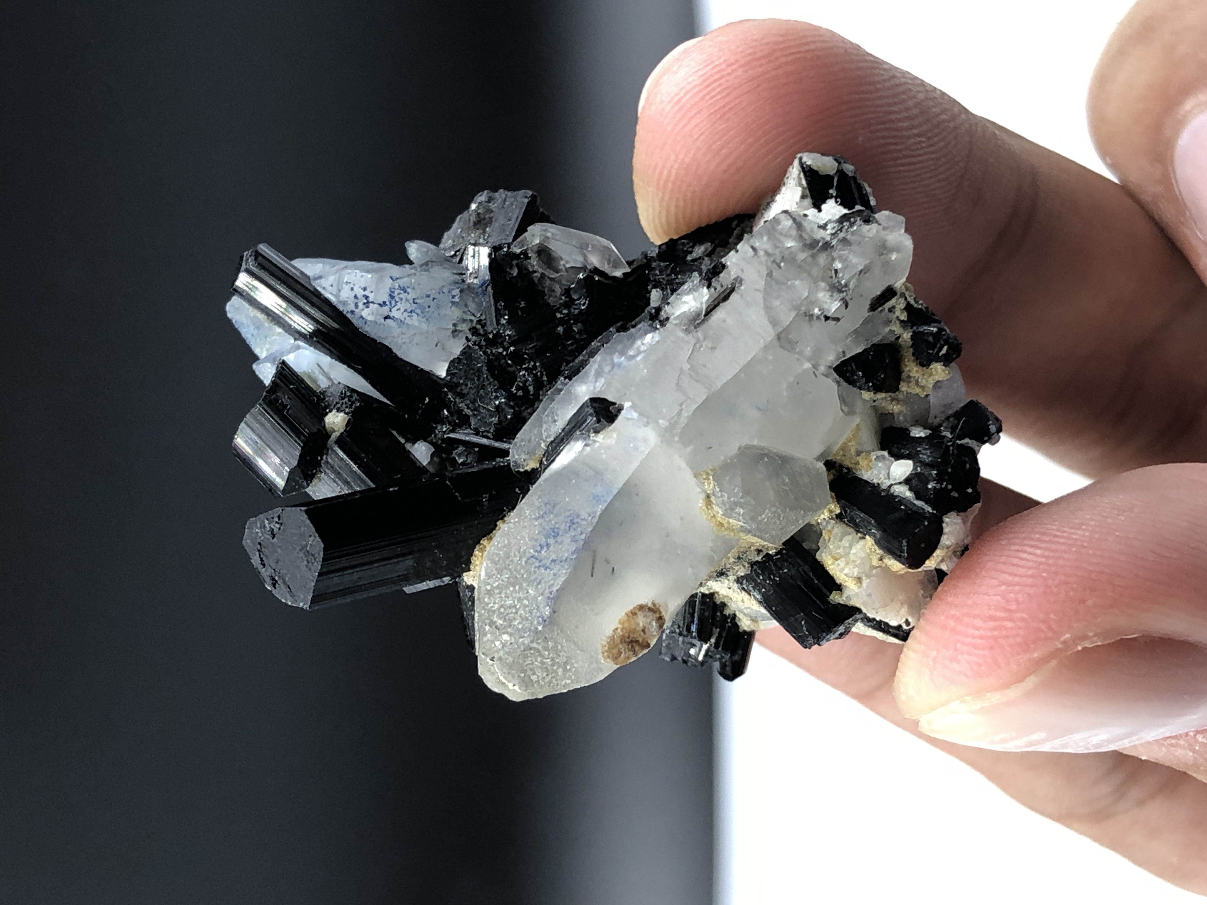 Natural Schorl Combined With Quartz.