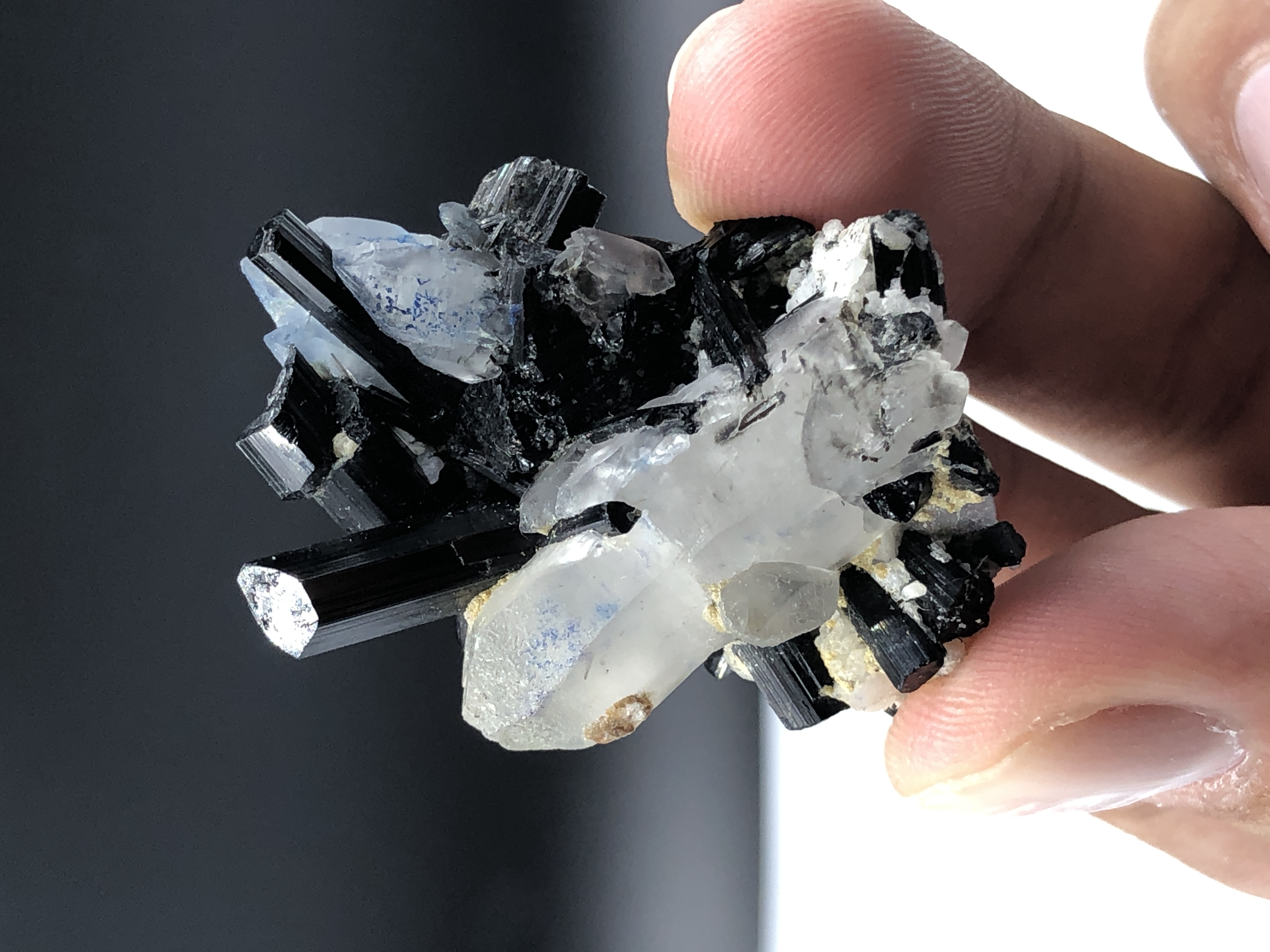 Natural Schorl Combined With Quartz.
