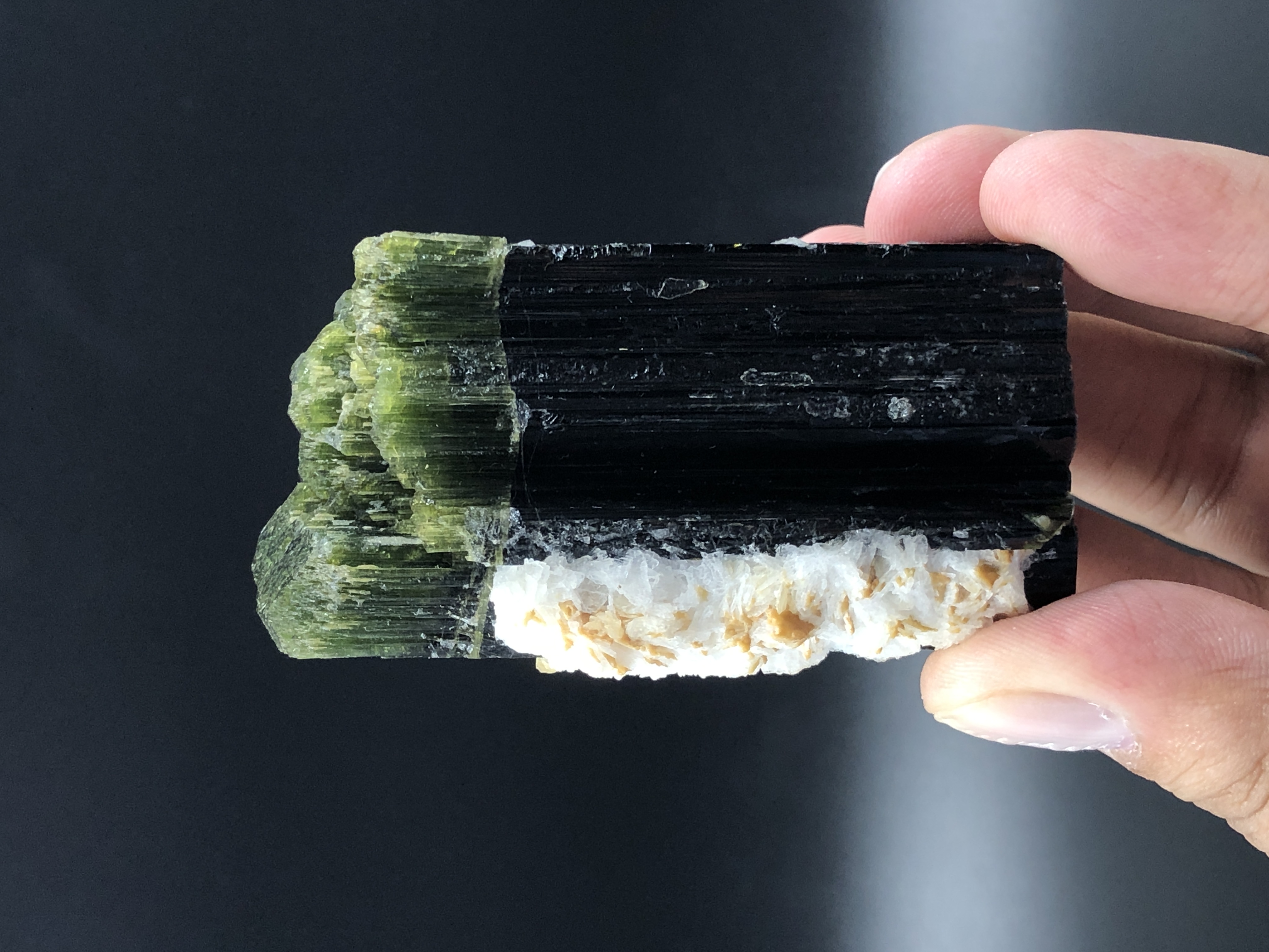 High Grade Green Cap Tourmaline Crystal With Matrix.