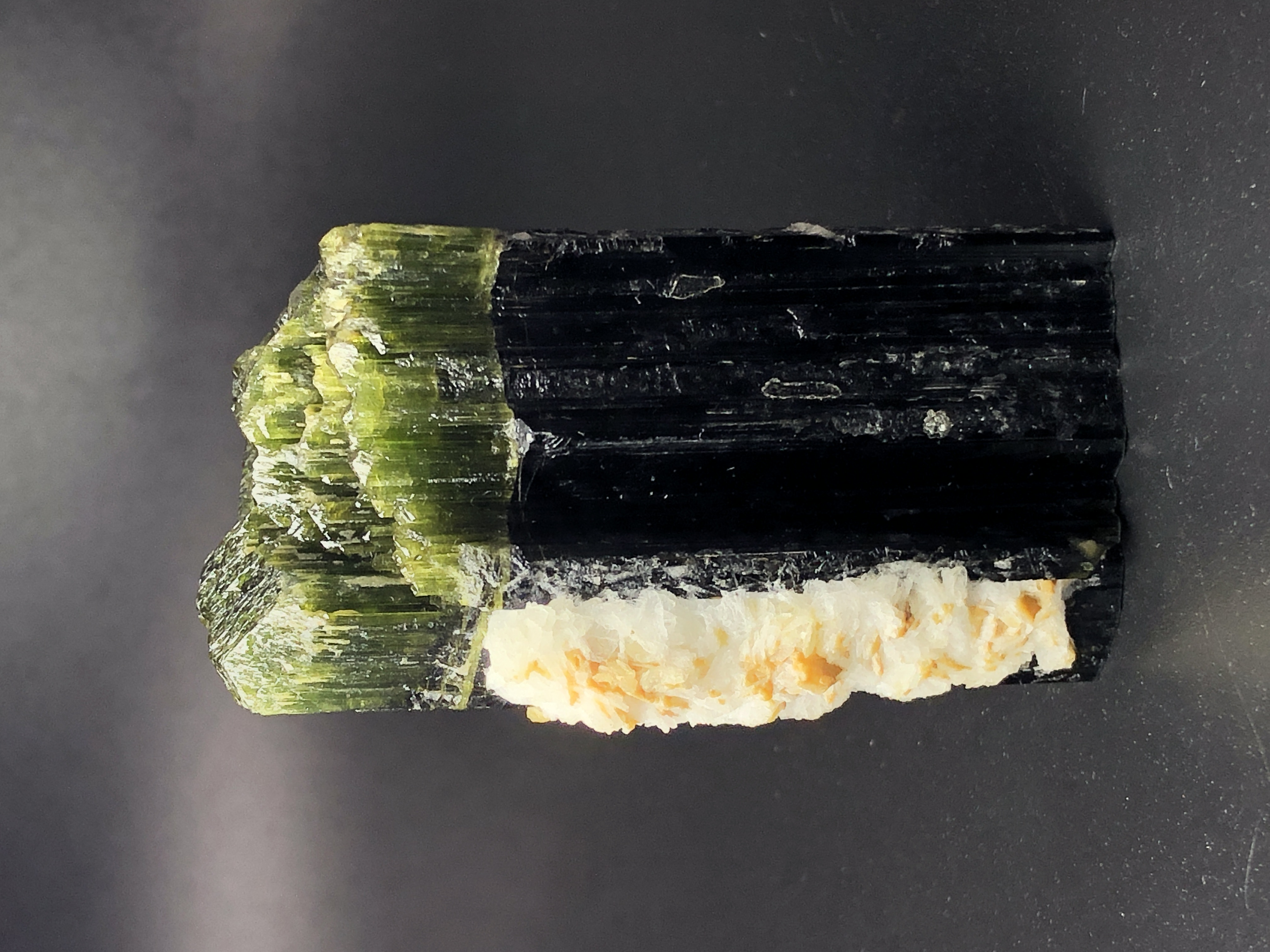 High Grade Green Cap Tourmaline Crystal With Matrix.