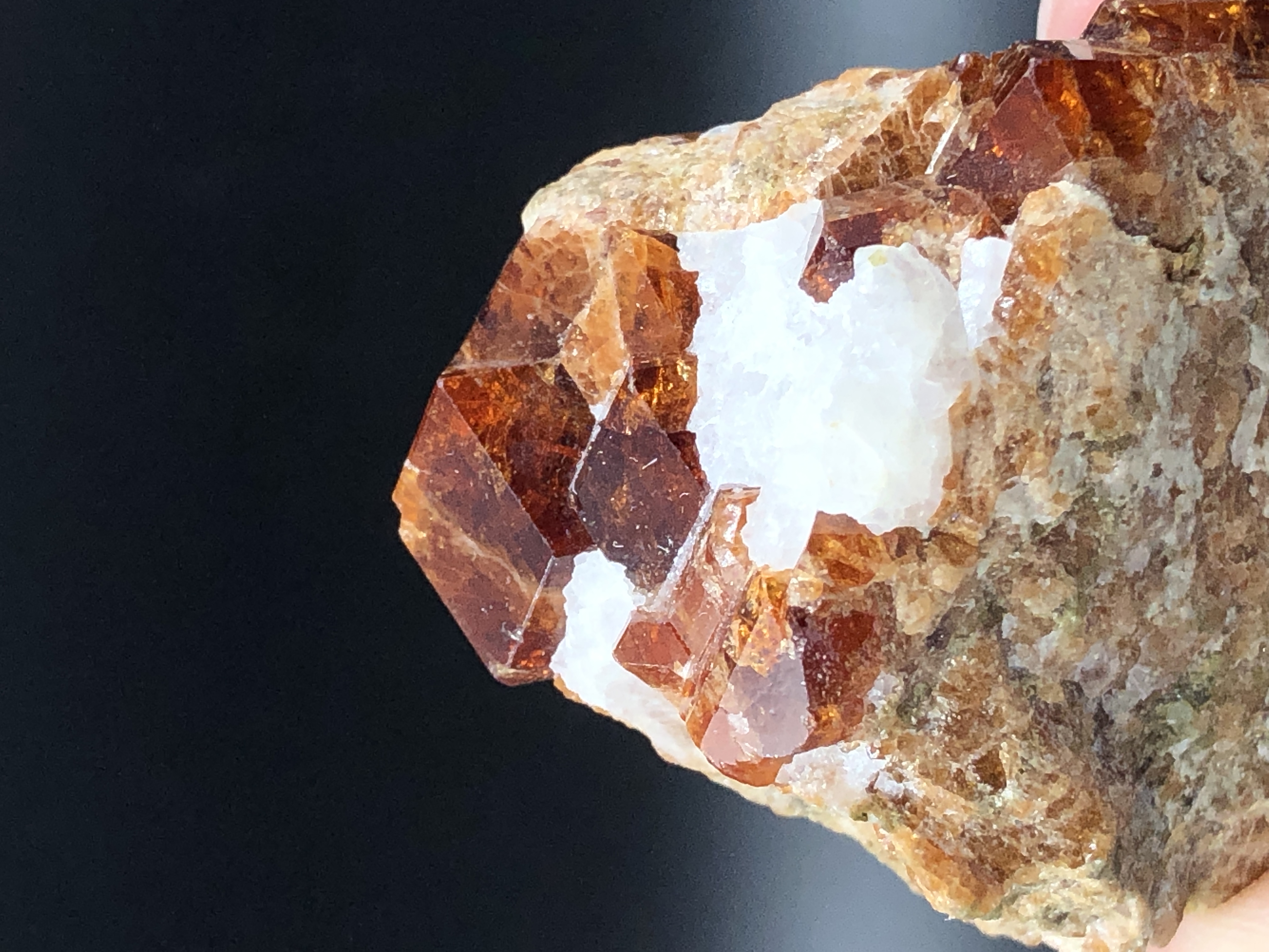 Natural Crystal Cluster of Orange Garnet With Mother Rock 