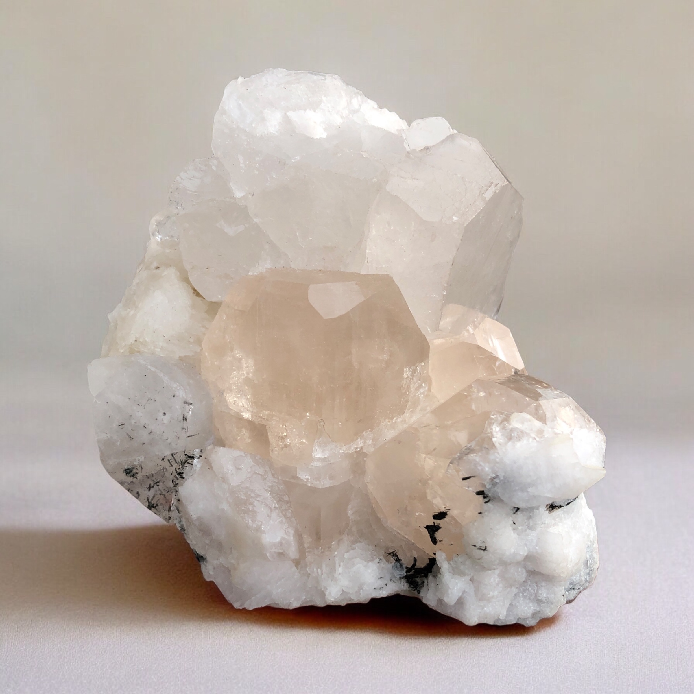 Natural Terminated Topaz Crystal's Rested on Quartz & Matrix.