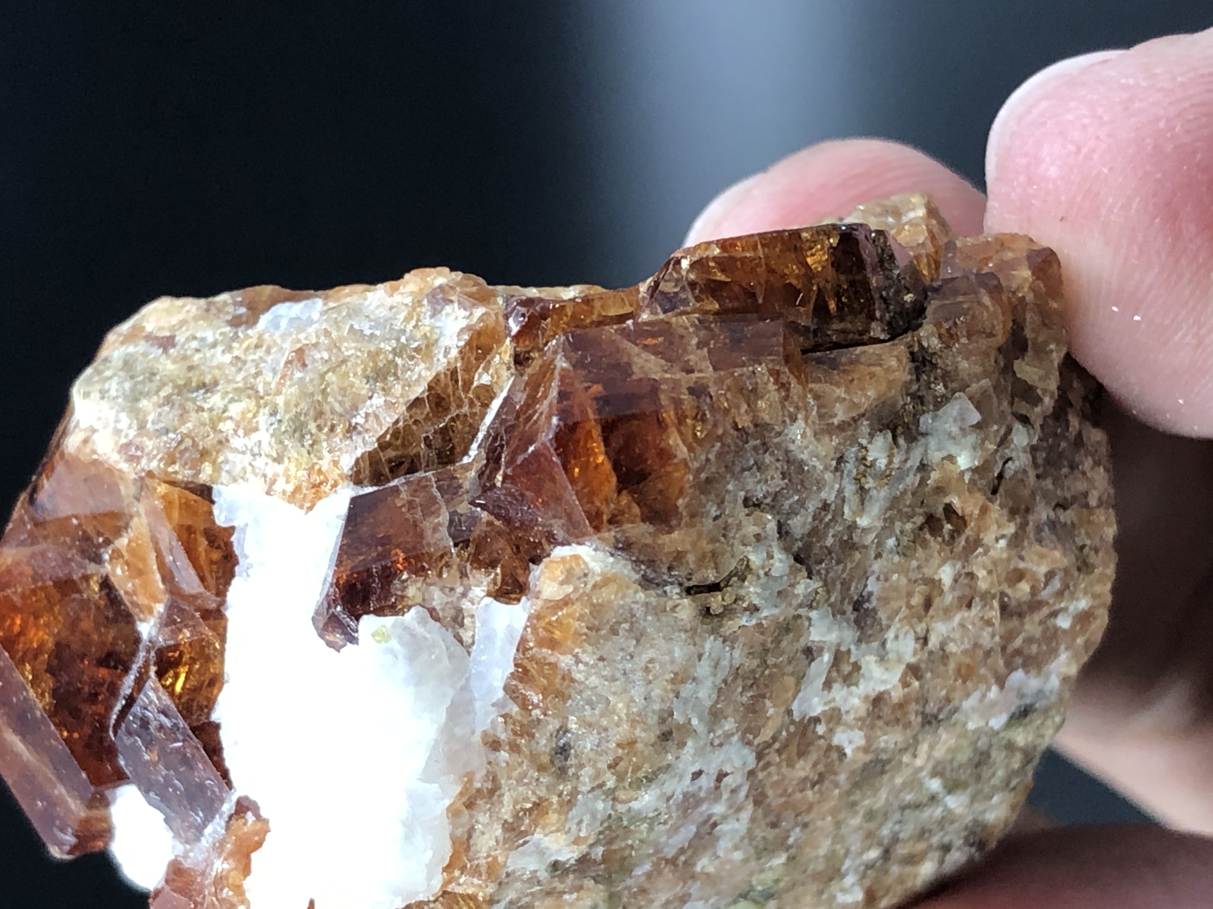 Natural Crystal Cluster of Orange Garnet With Mother Rock 
