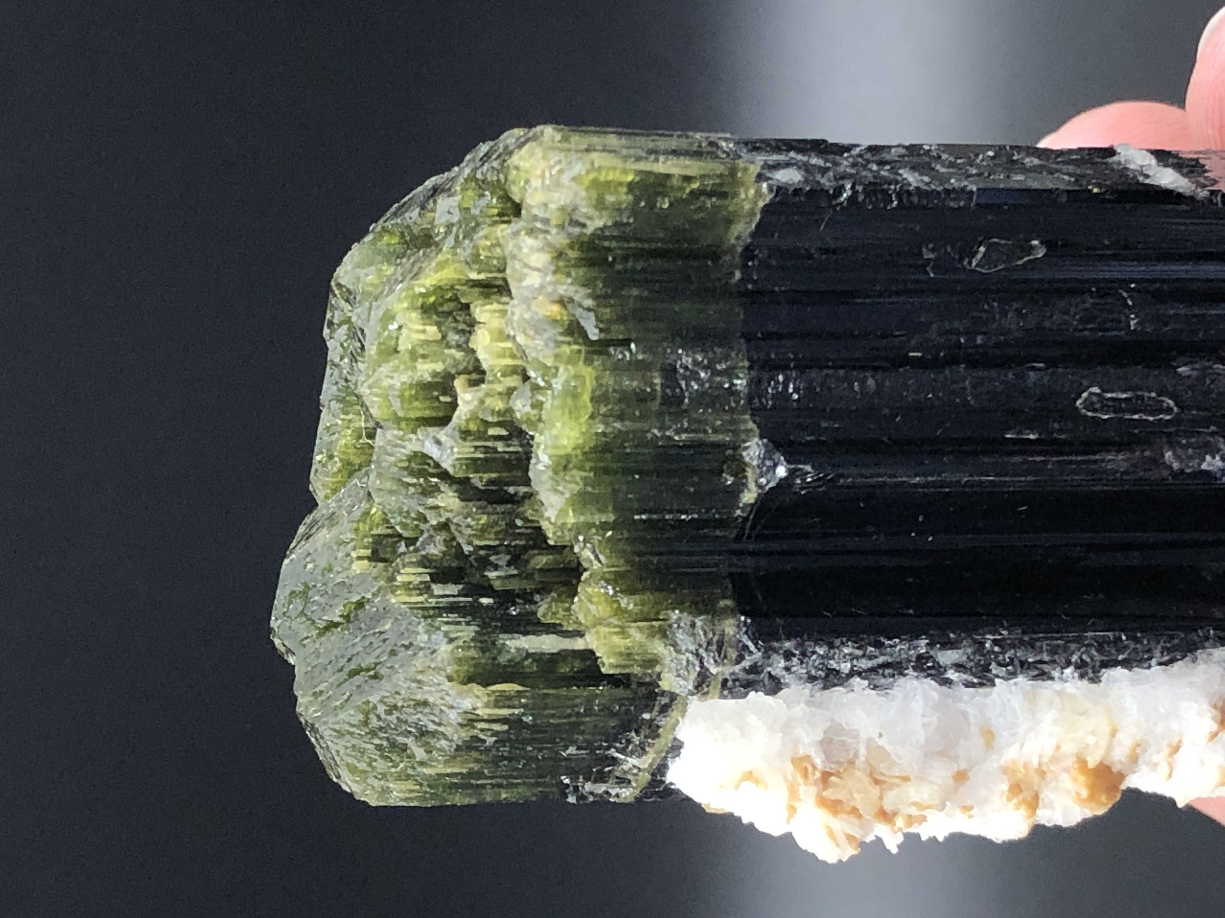 High Grade Green Cap Tourmaline Crystal With Matrix.