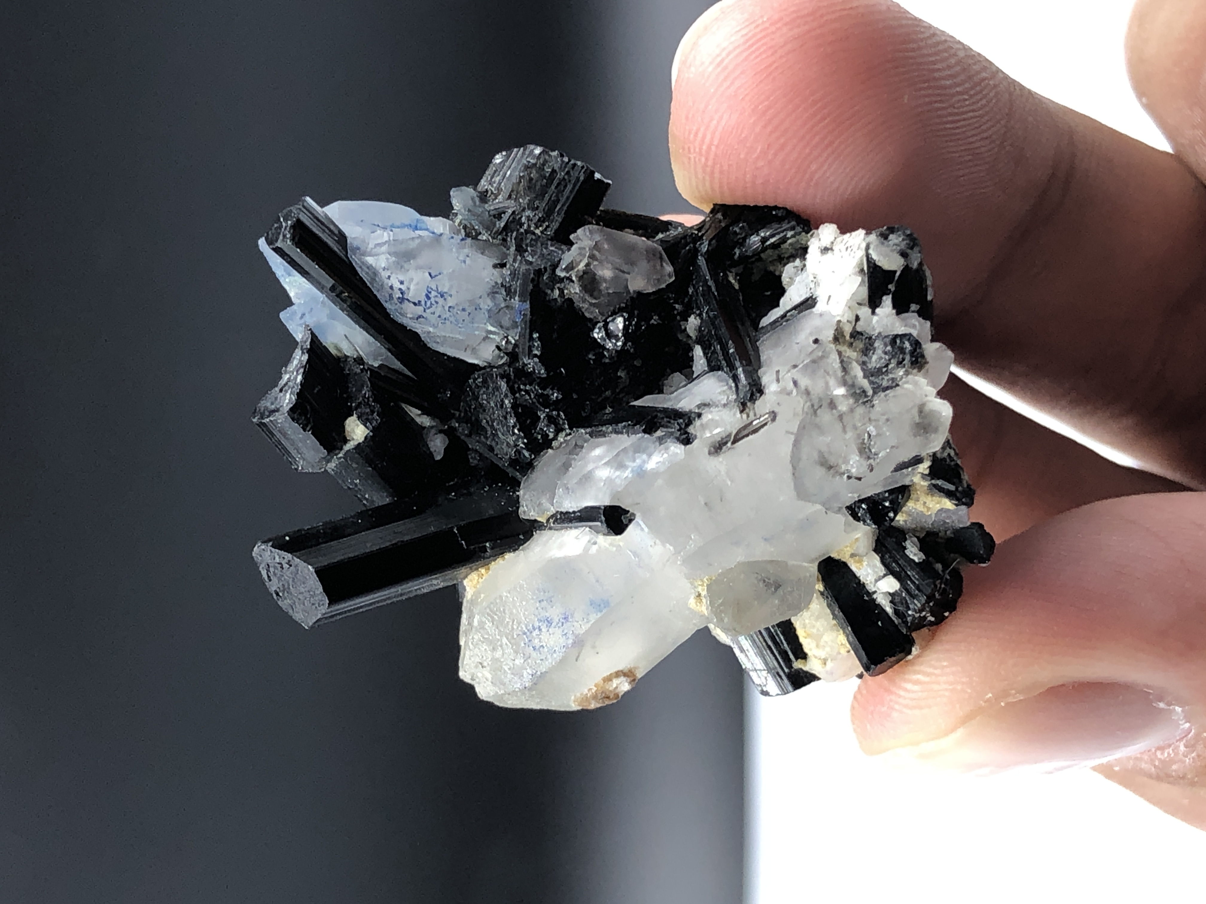 Natural Schorl Combined With Quartz.