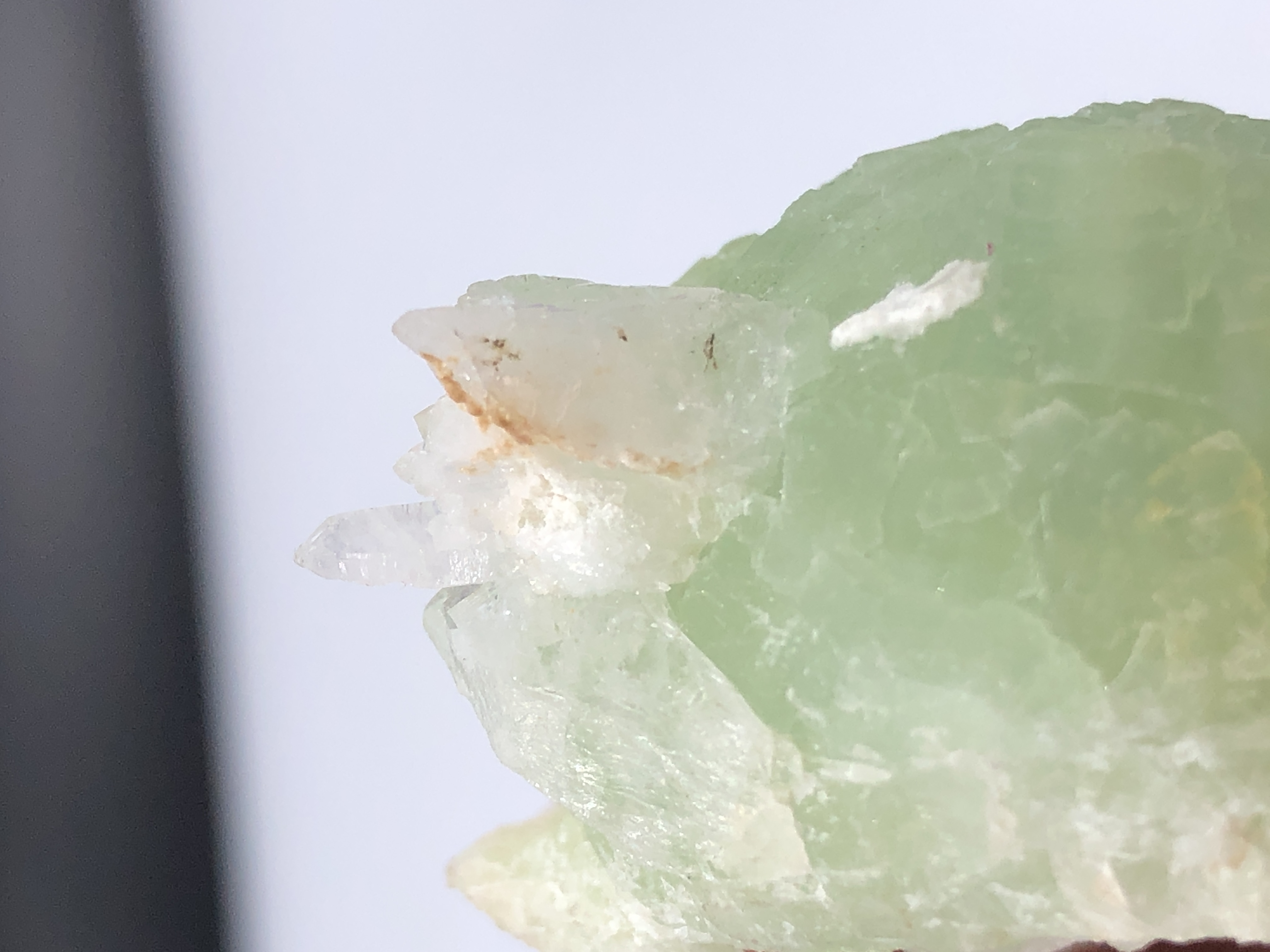 Natural Sphere Shape Prehnite in associate with Hemimorphite Crystal.
