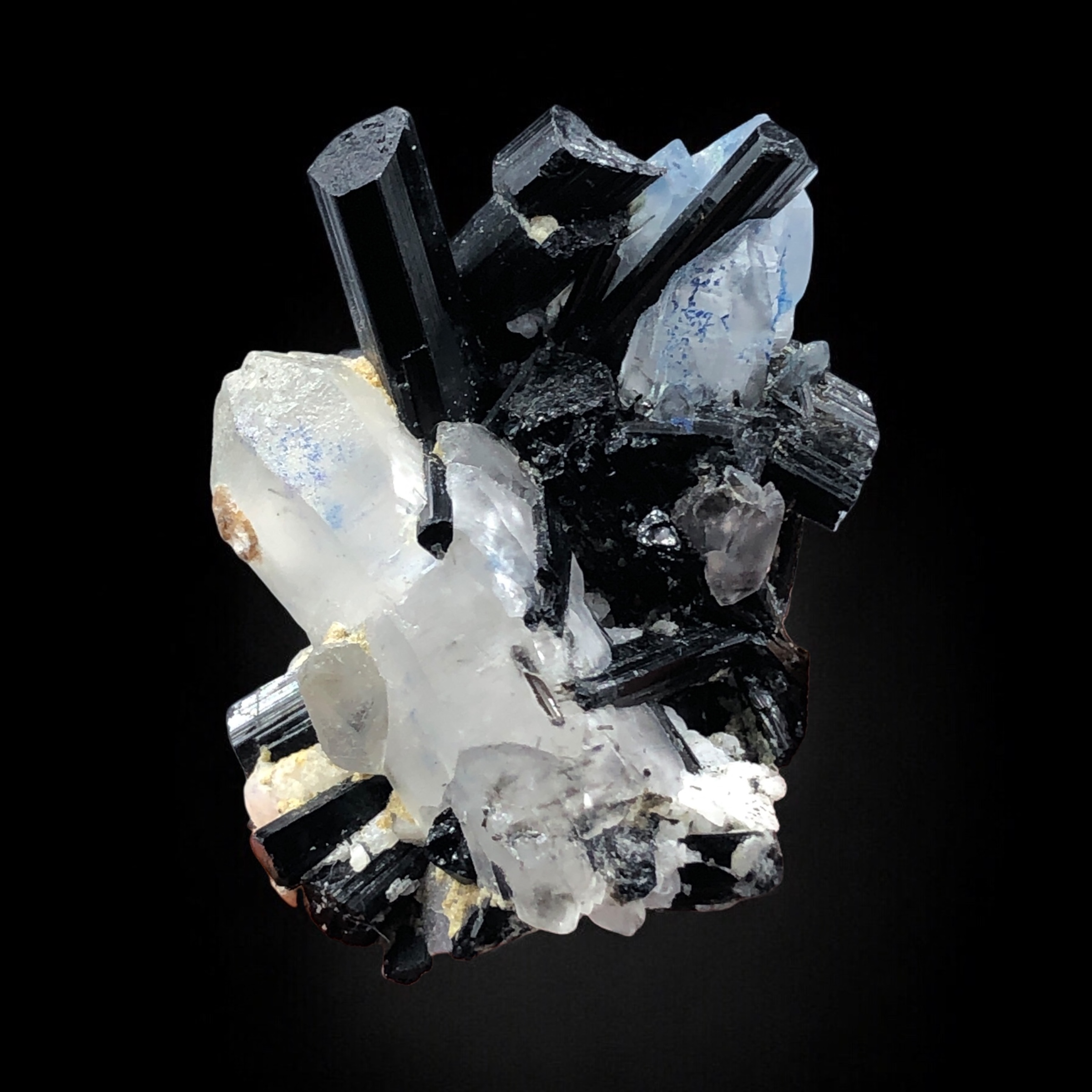 Natural Schorl Combined With Quartz.