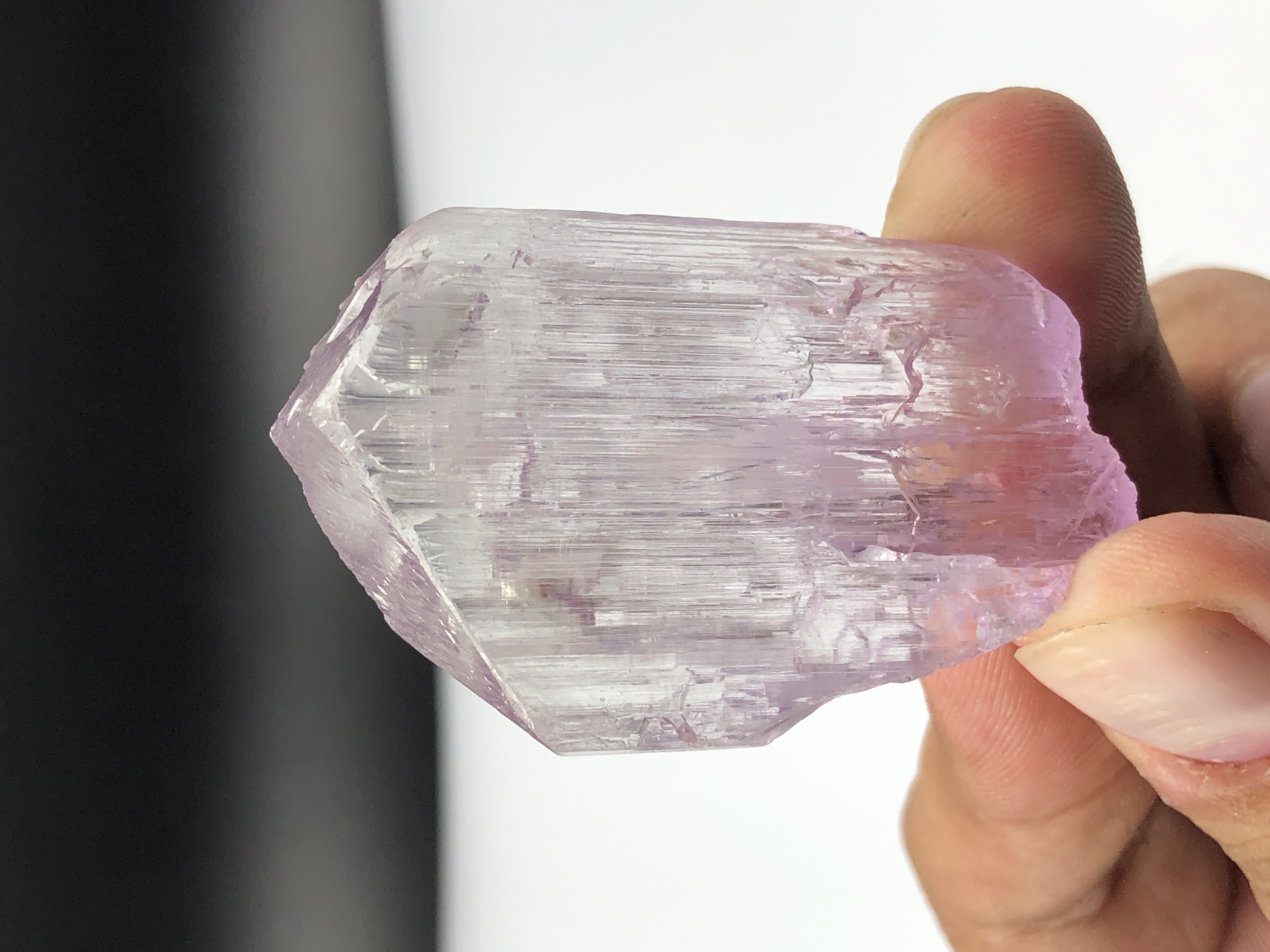 Naturally Terminated Pink Kunzite Crystal, from Afghanistan.
