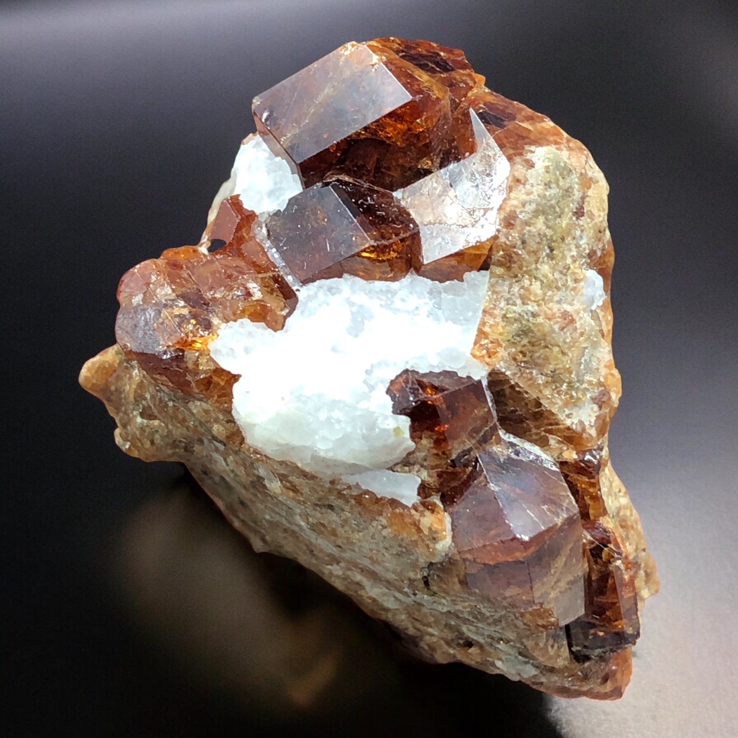 Natural Crystal Cluster of Orange Garnet With Mother Rock 