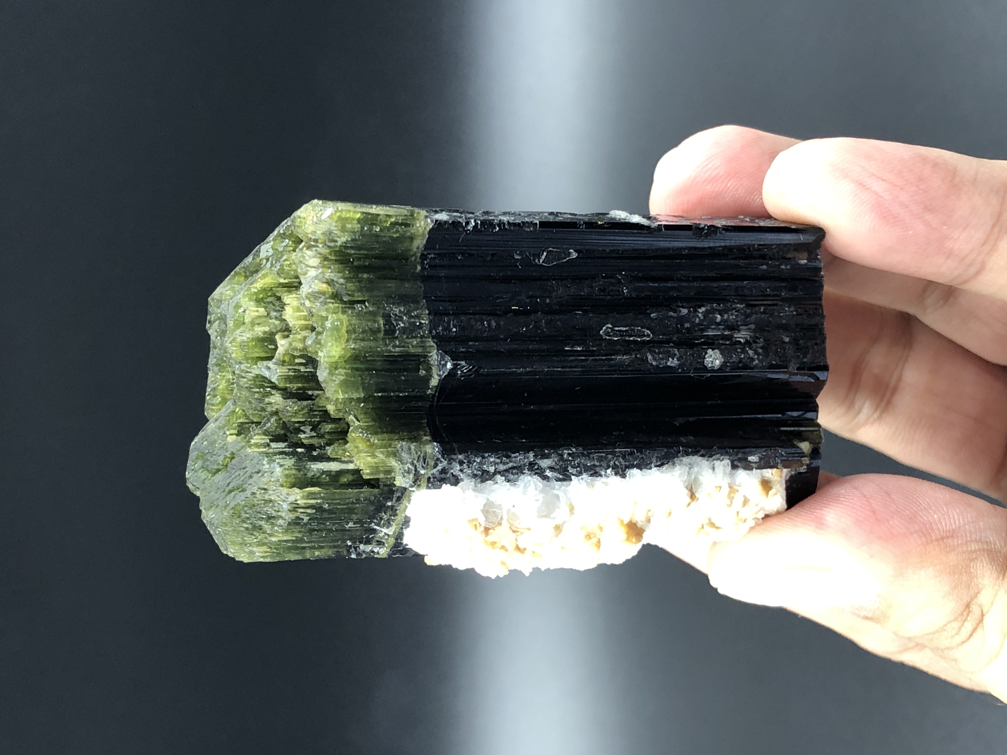 High Grade Green Cap Tourmaline Crystal With Matrix.