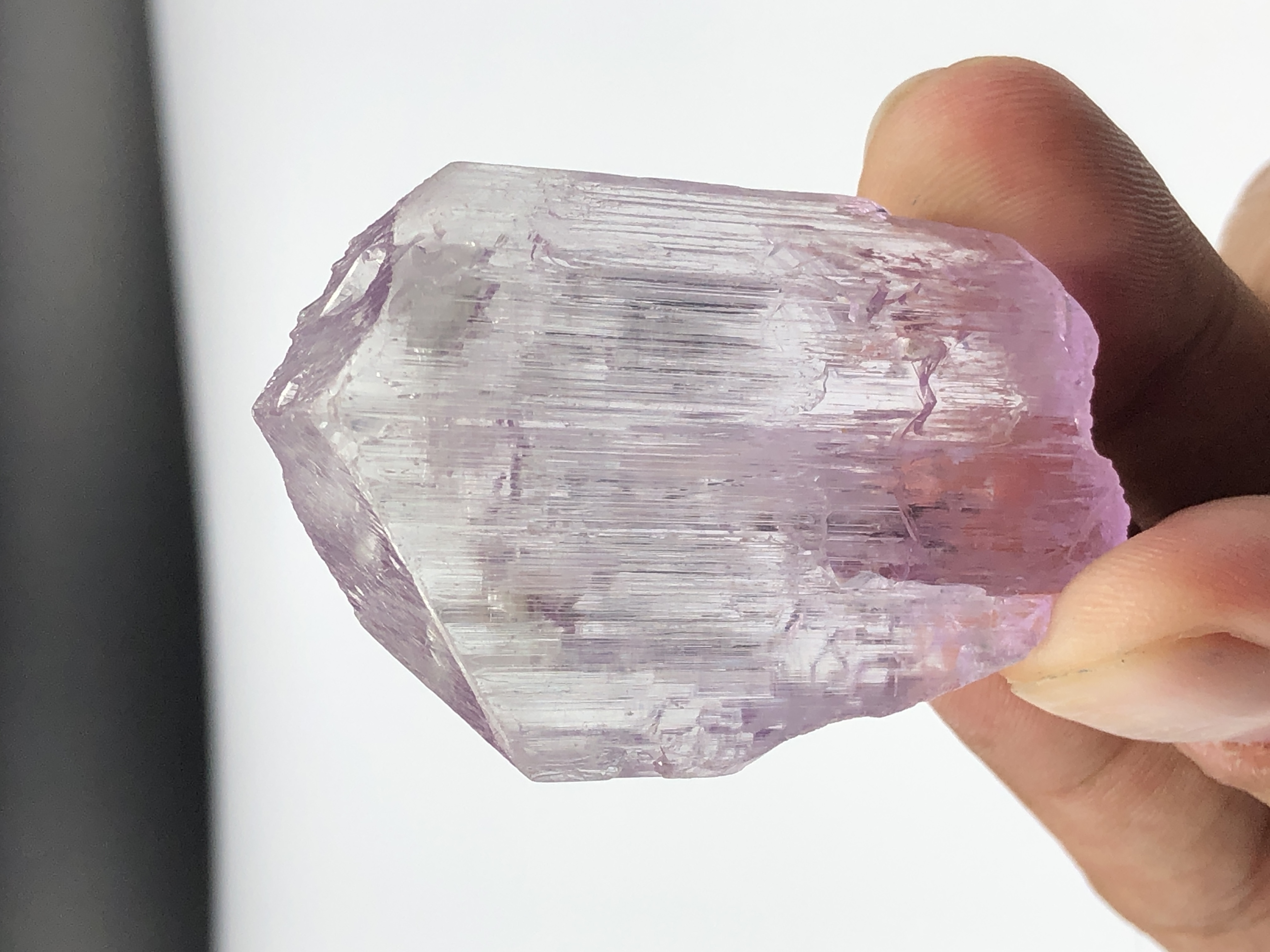 Naturally Terminated Pink Kunzite Crystal, from Afghanistan.