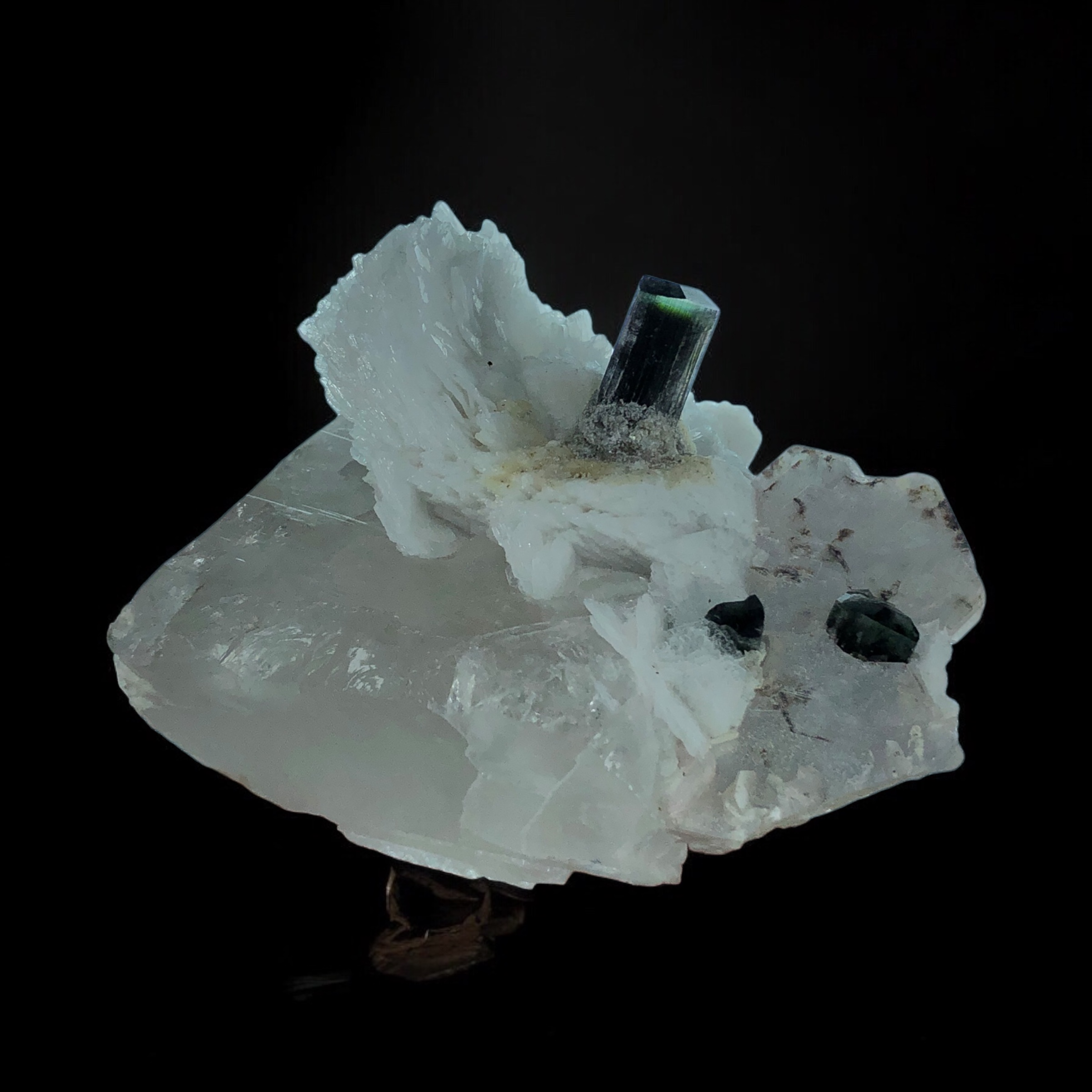 Natural Green Cap Tourmaline Crystal in association with Quartz; Cleavelandite & Phlogopite. (Repaired)