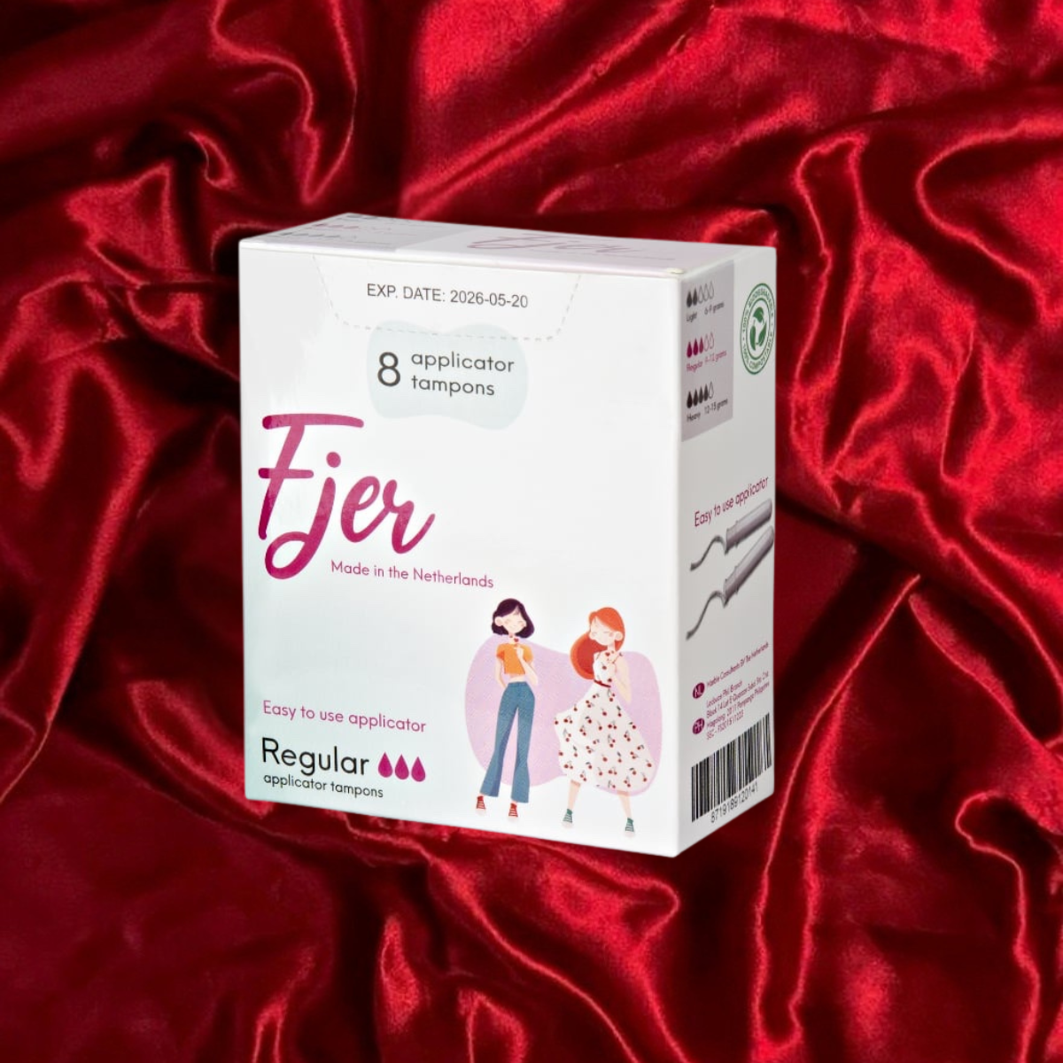 Fjer® Tampons Regular – 8 Pack (With Applicator)
