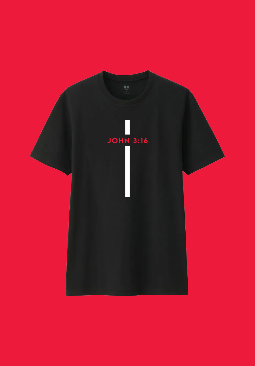 Black T-Shirt with John 3:16 Design