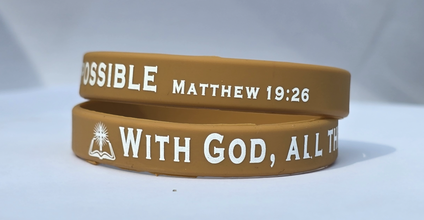 Inspirational Matthew 19:26 Silicone Wristband