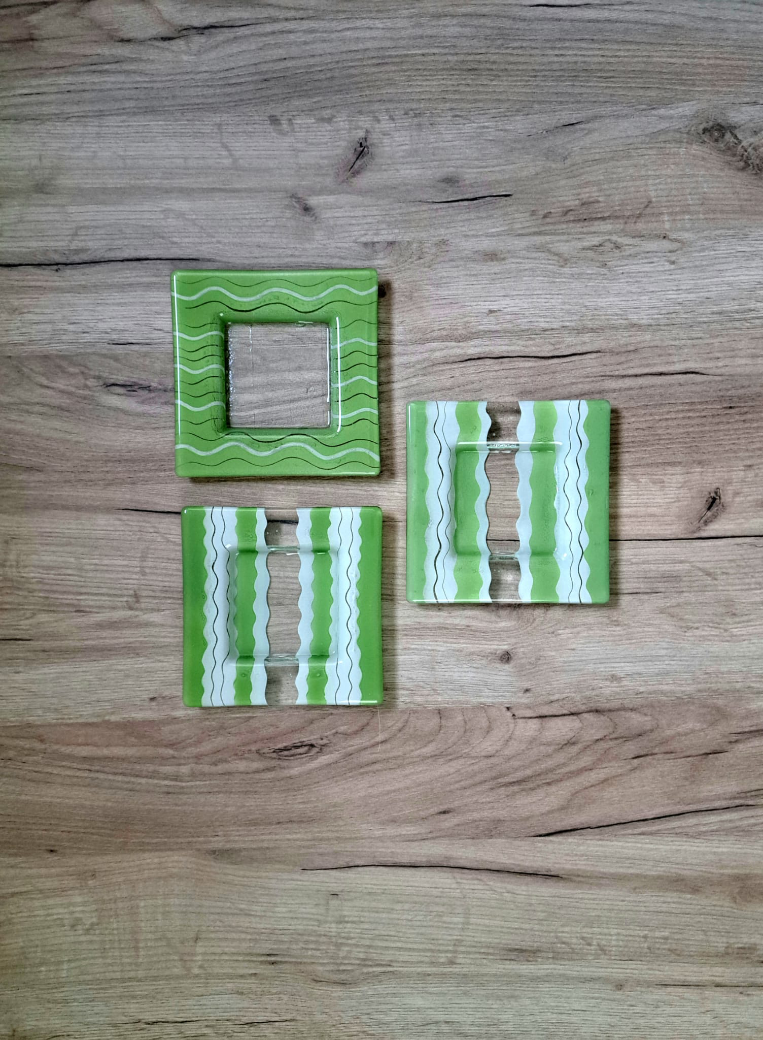 Set čtvercových talířků - "Pastelově zelená"