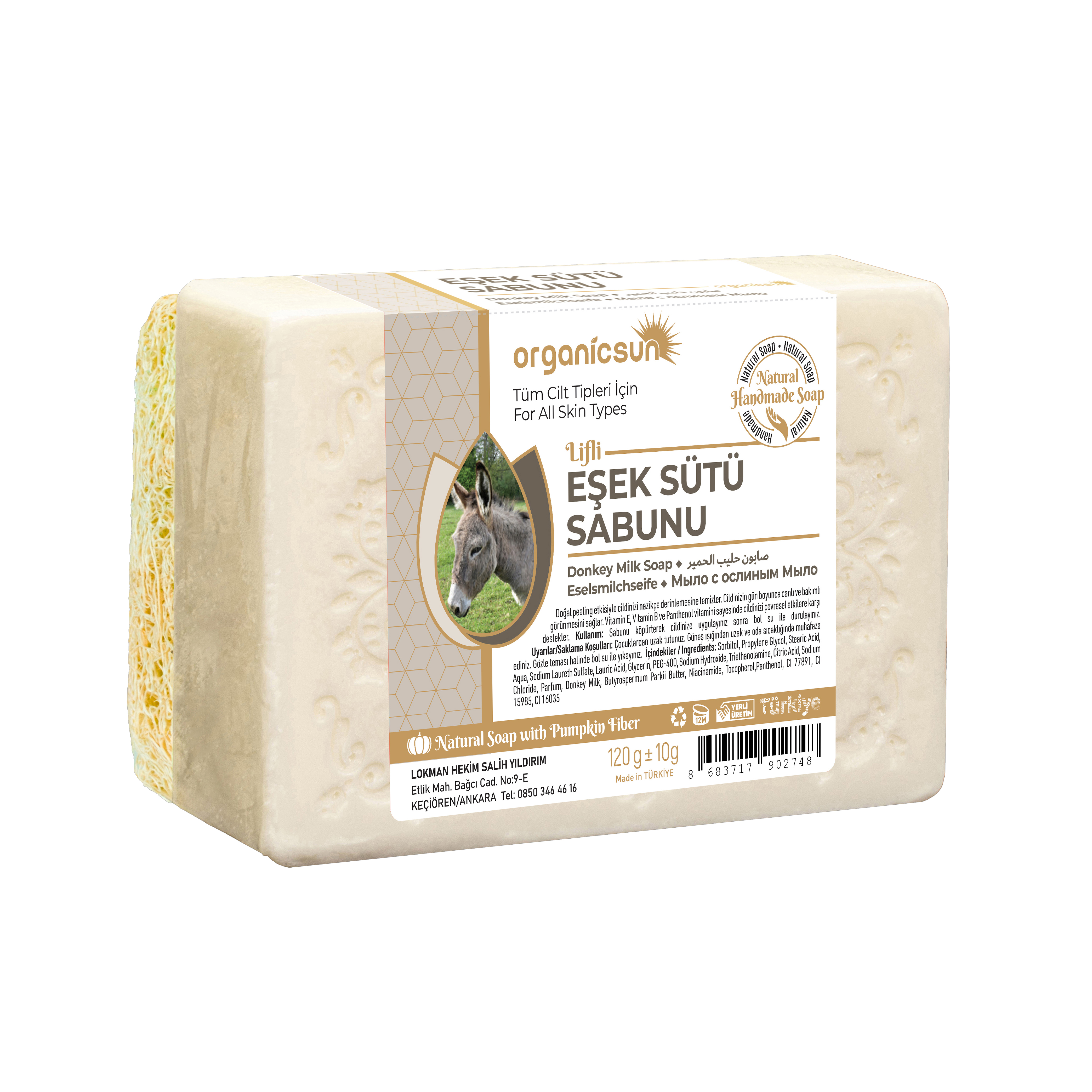 Organicsun Kabak Lifli Eşek Sütü Sabunu 120 gram