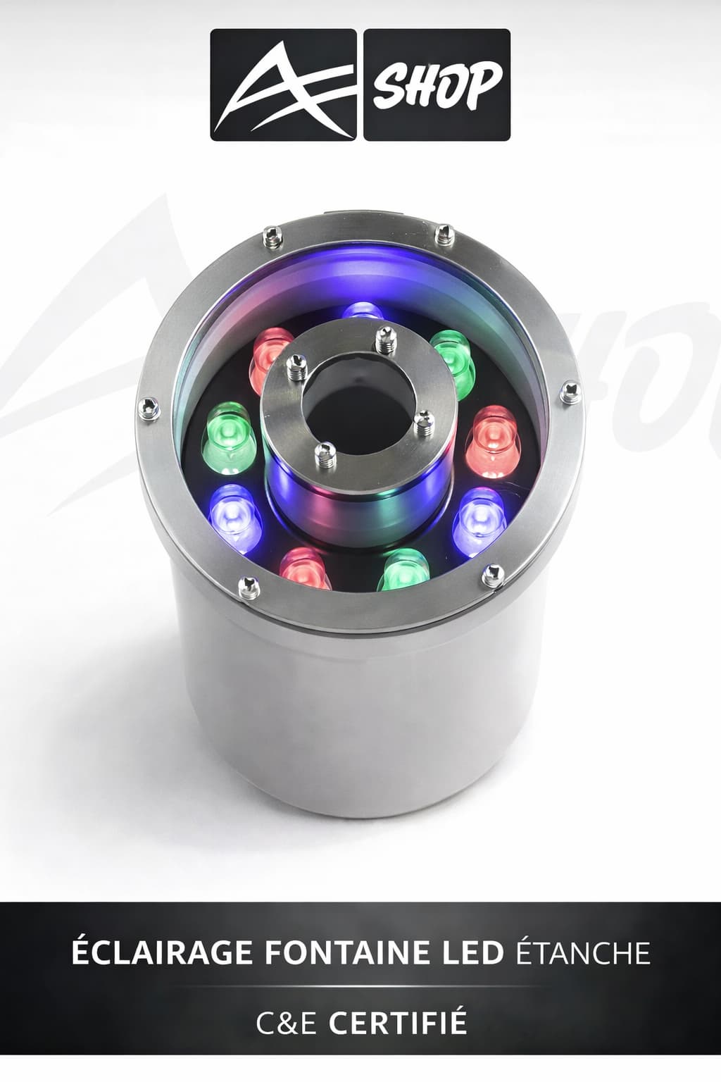 Projecteur de Jet Moussant pour Fontaine DIAM 38 MM 6 W 12 V RGB Couleur