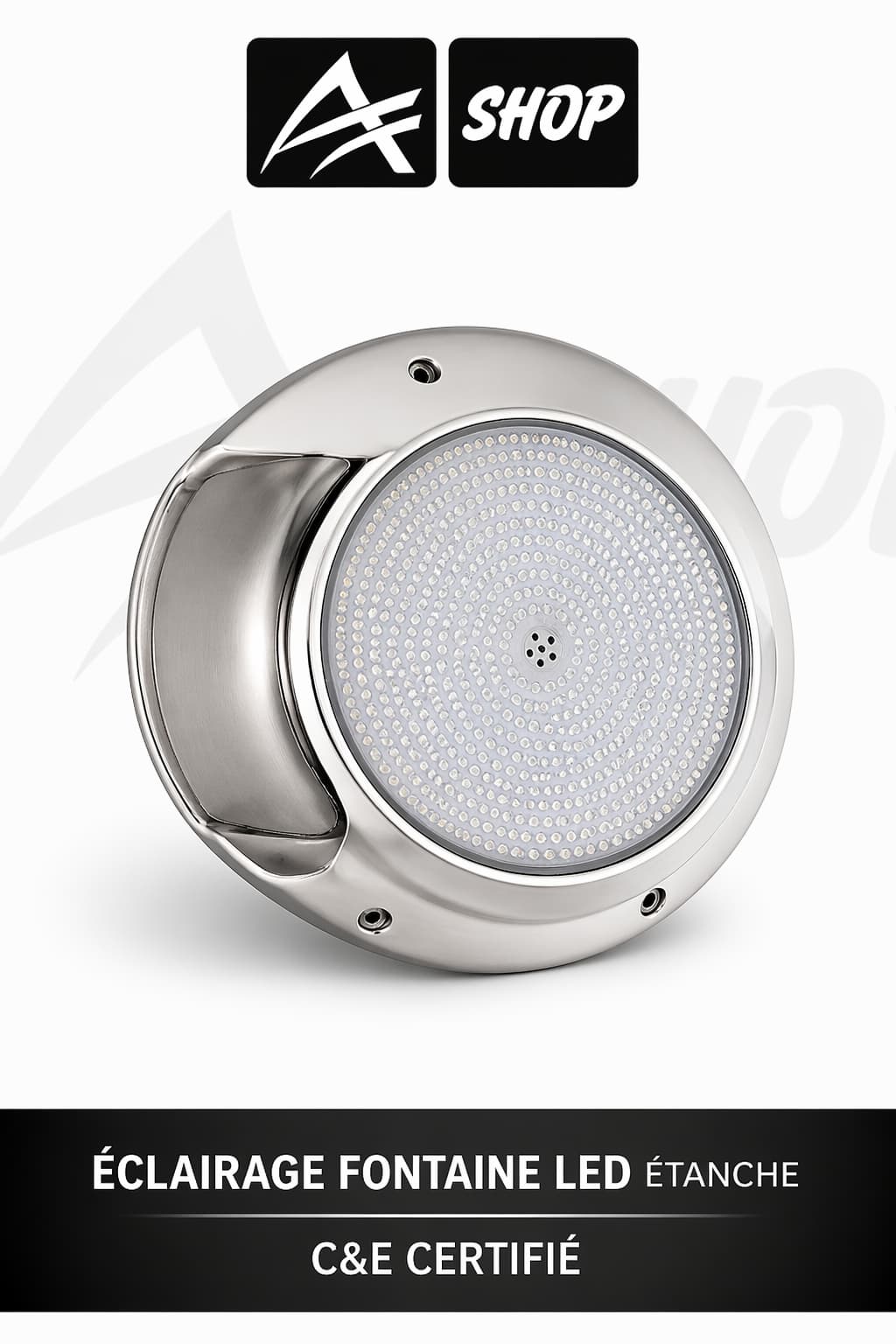 PROJECTEUR DE PISCINE EXTRA BOMBÉ EN PLASTIQUE BLANC 2835/252 PCS 18W 12V RGB 260MM