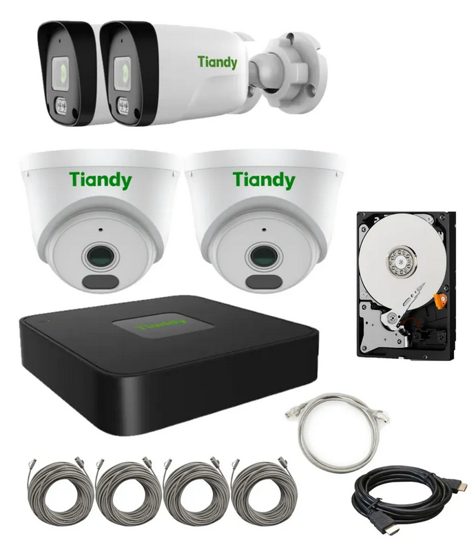 KIT 4 Camaras IP 1080P con Microfono 500GB Todo Incluido 