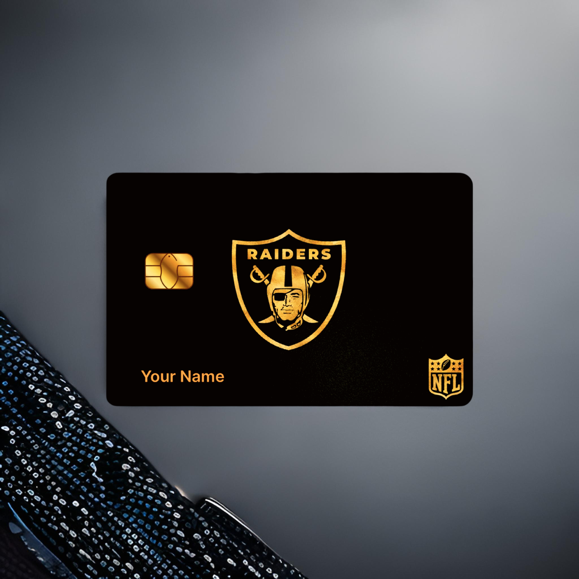 Raiders Branded Custom Black Metal Card