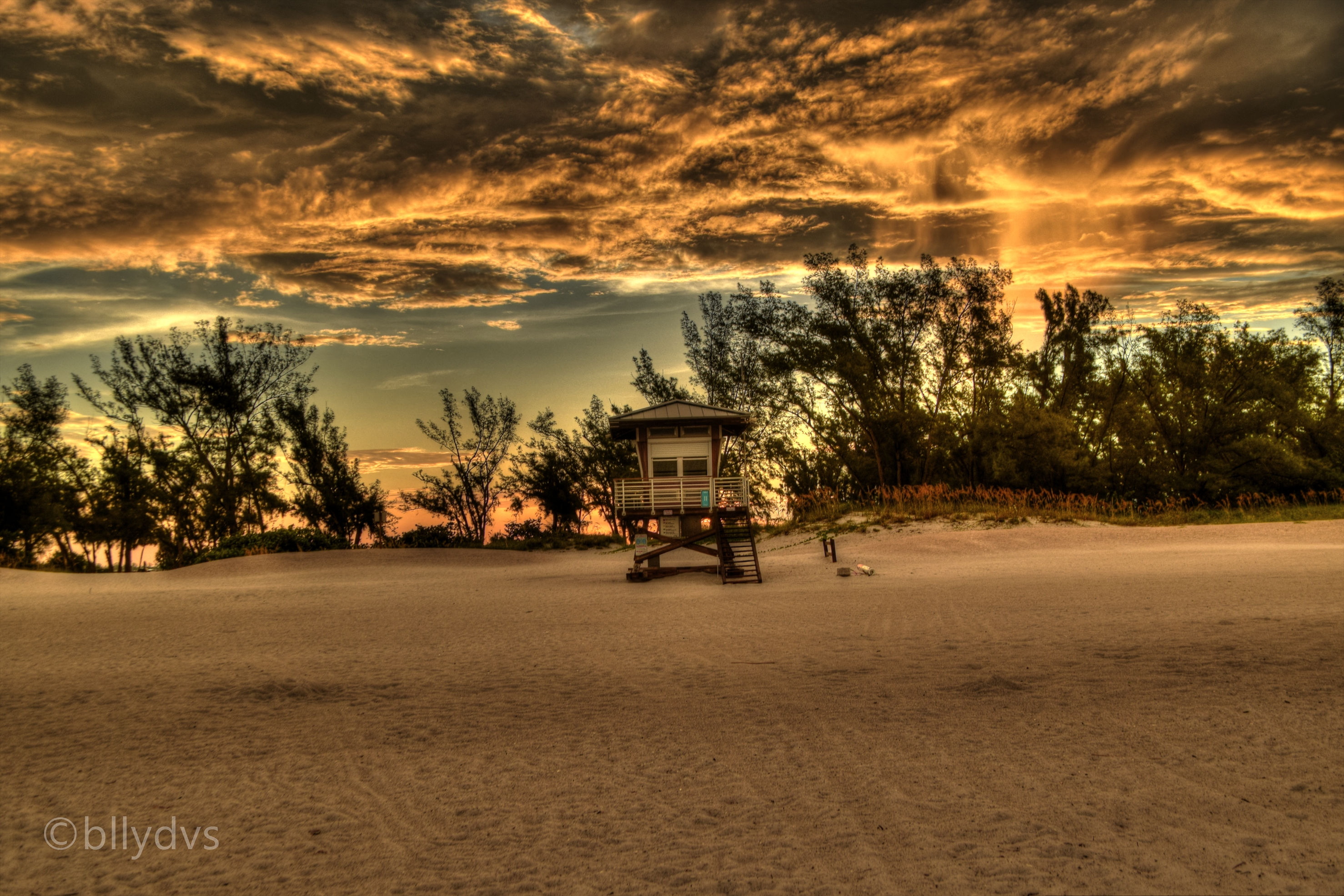 Coquina Beach Lifeguard Tower at Sunrise Anna Maria Island