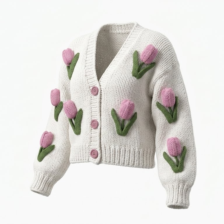 Cardigan tejido a palillos