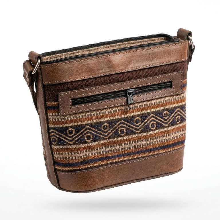 Bolso de cuero con diseño de alpaca