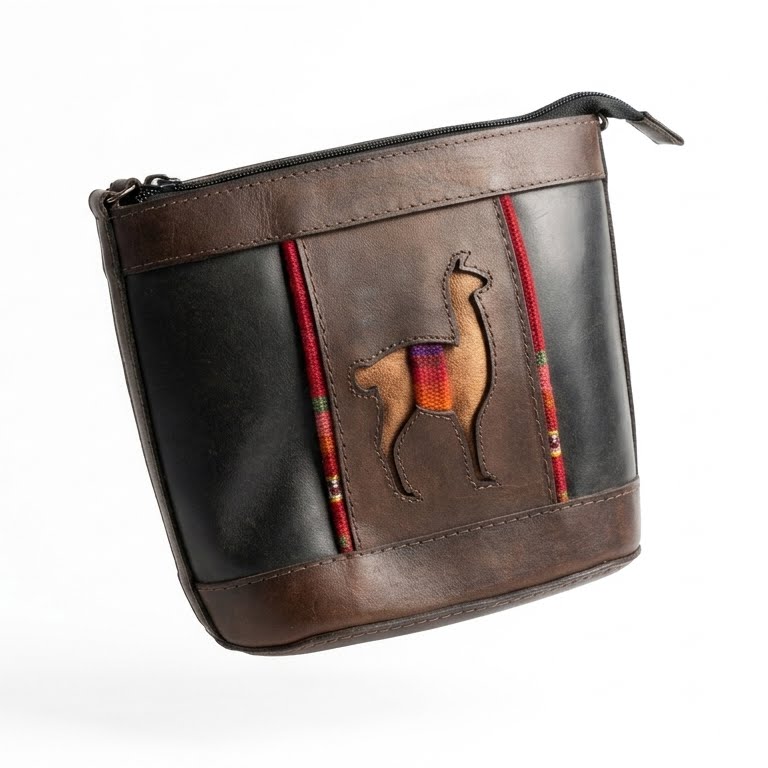 Bolso de cuero con diseño de alpaca