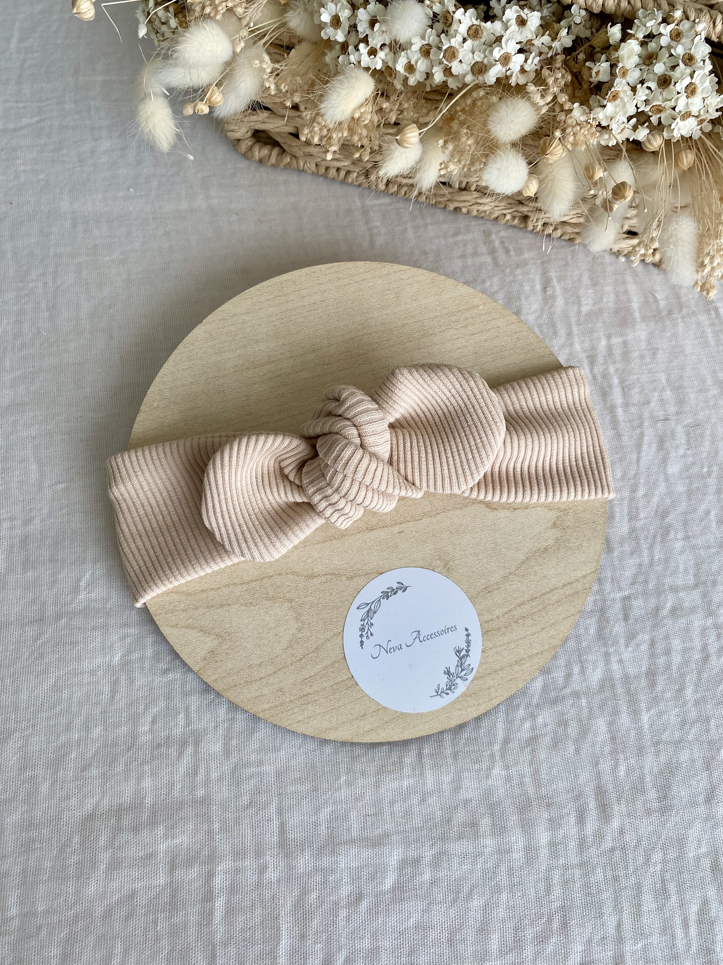 Bandeau côtelé beige