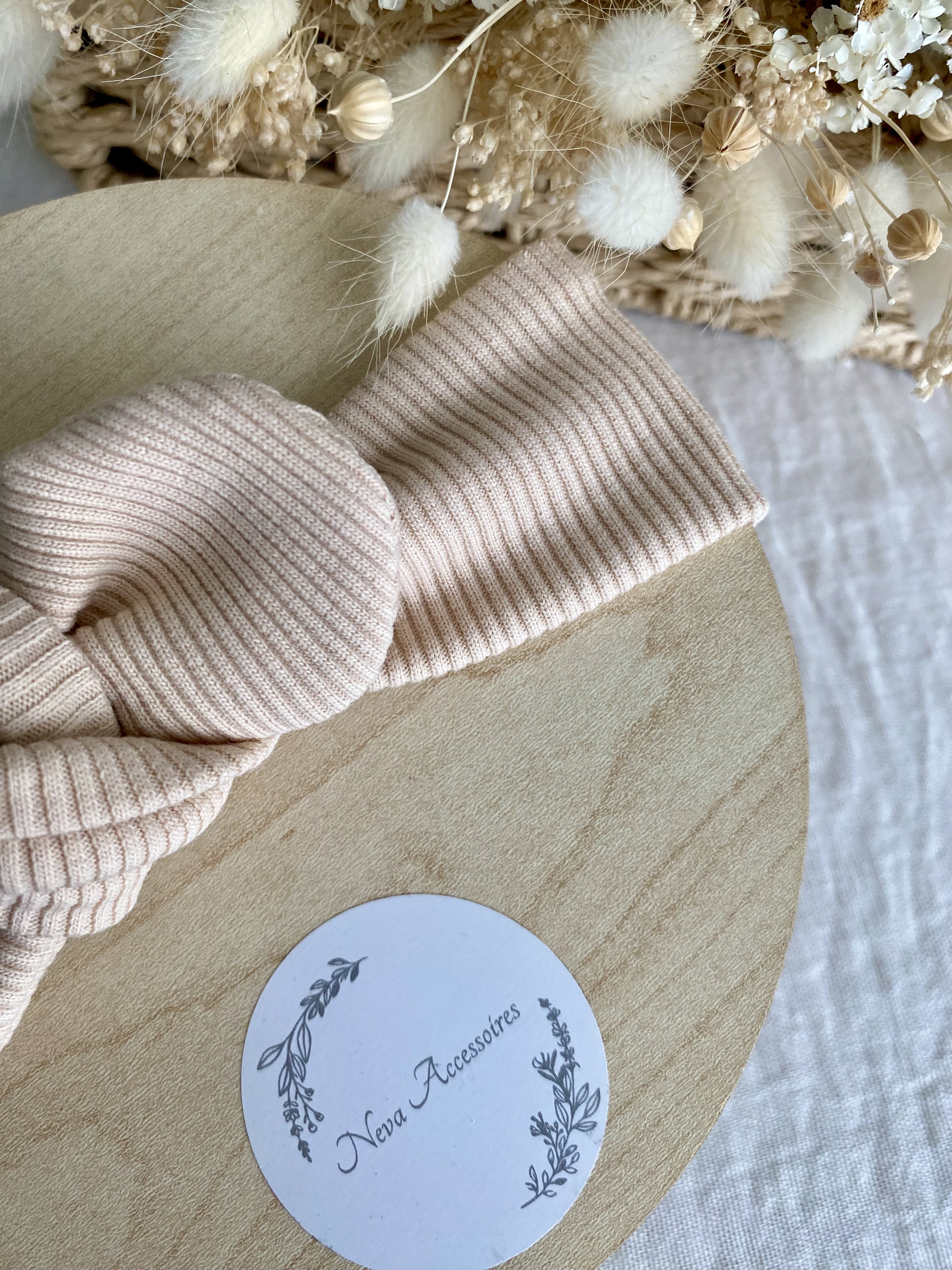 Bandeau côtelé beige