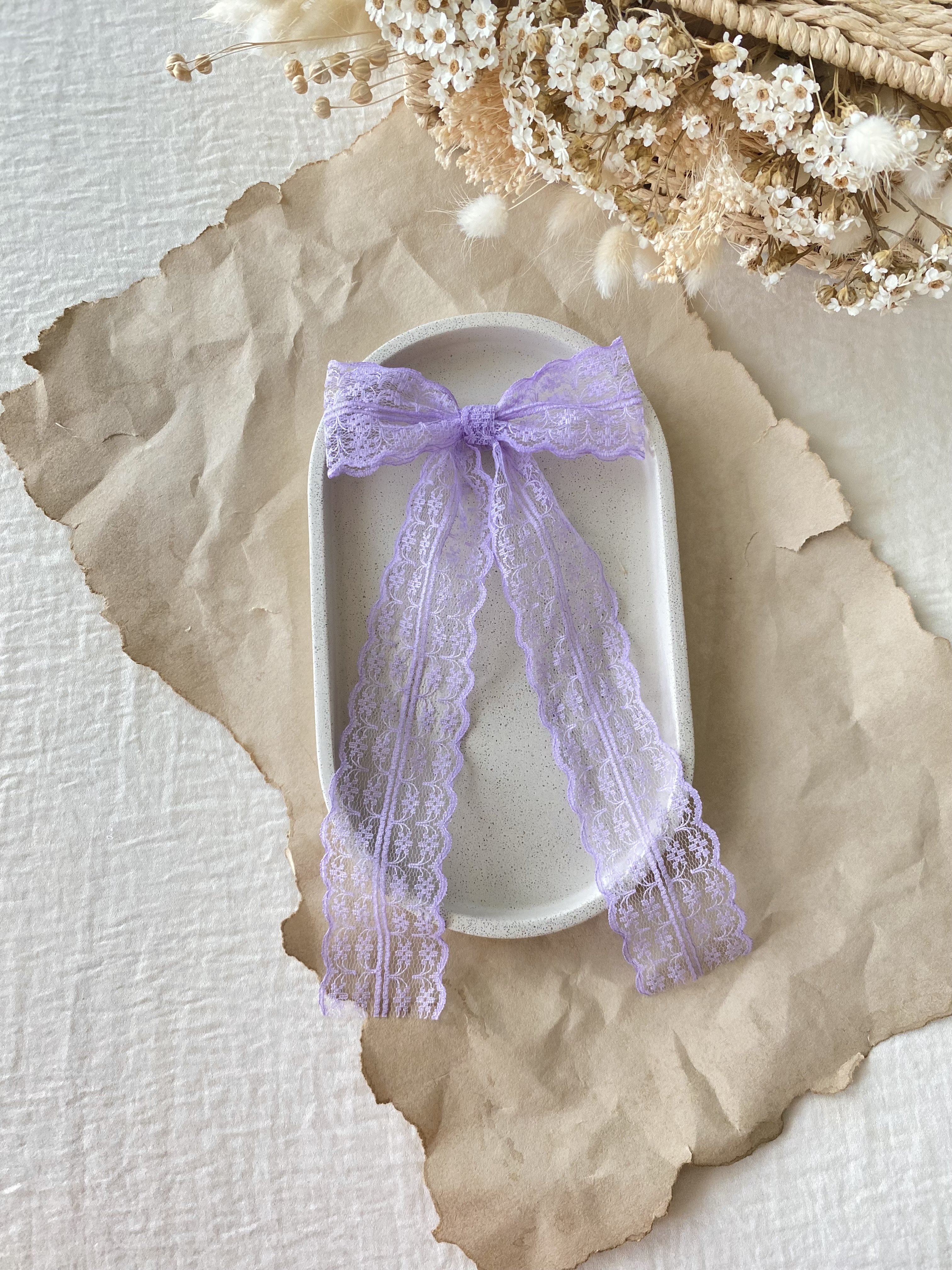 Noeud dentelle fine XL lilas