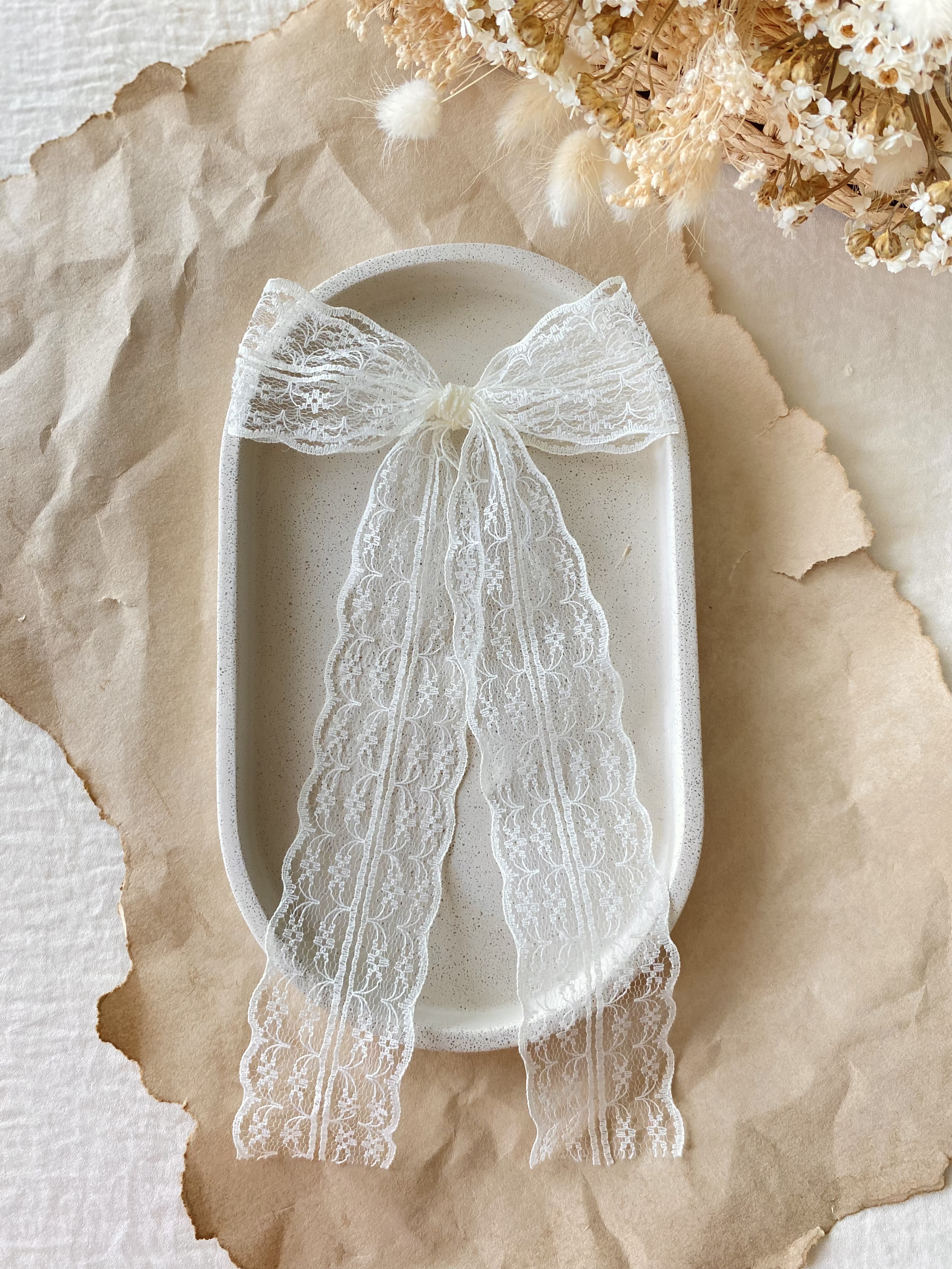 Noeud dentelle fine XL ivoire