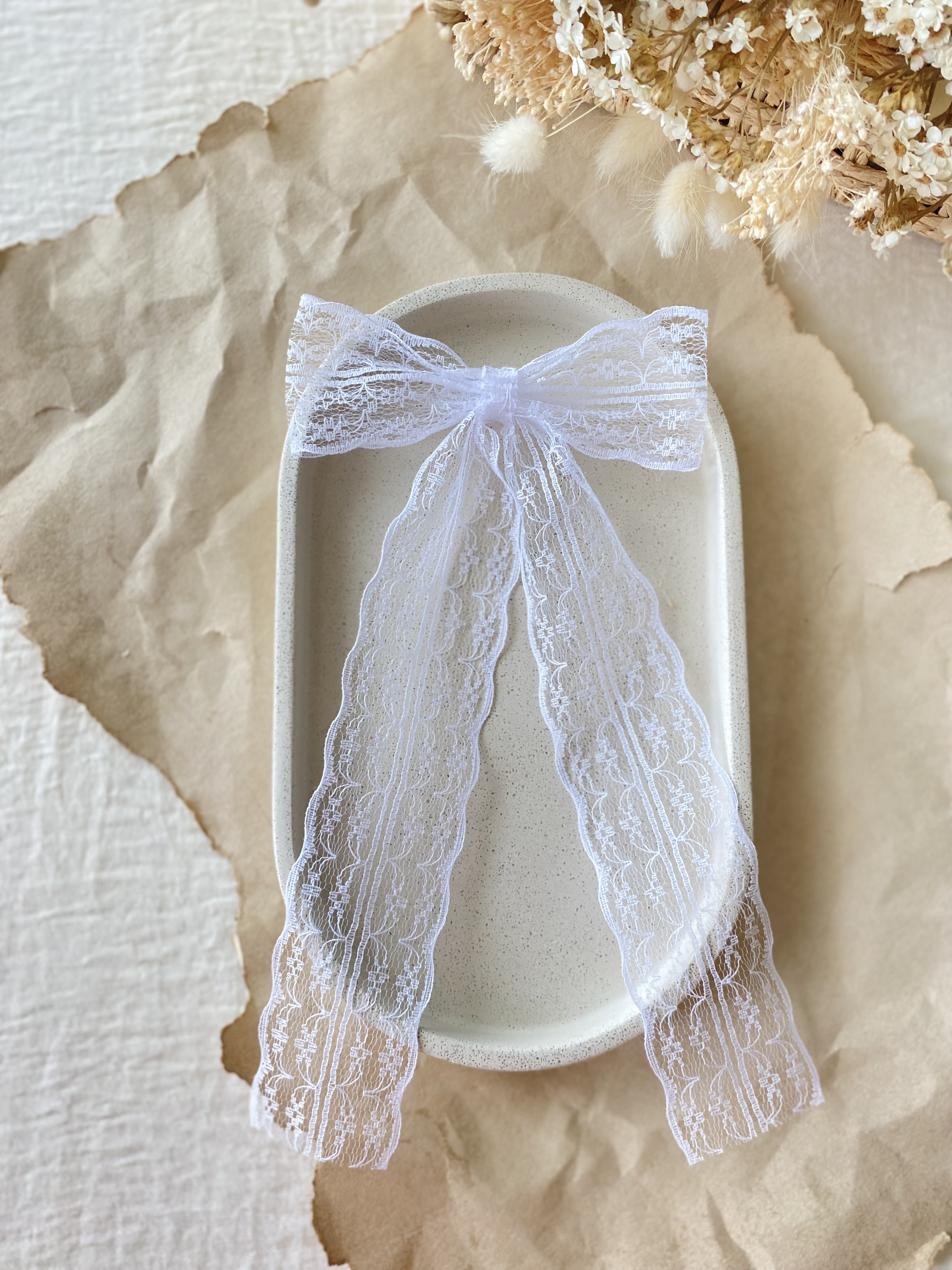 Noeud dentelle fine XL blanc